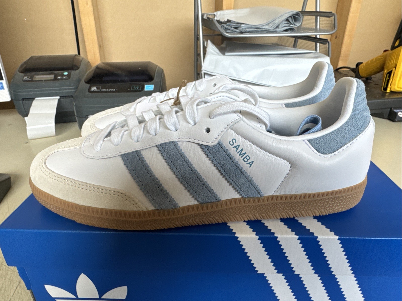 PICK SIZE – Adidas JS1391 Women’s Samba OG White Alumina Ash Blue Sneakers