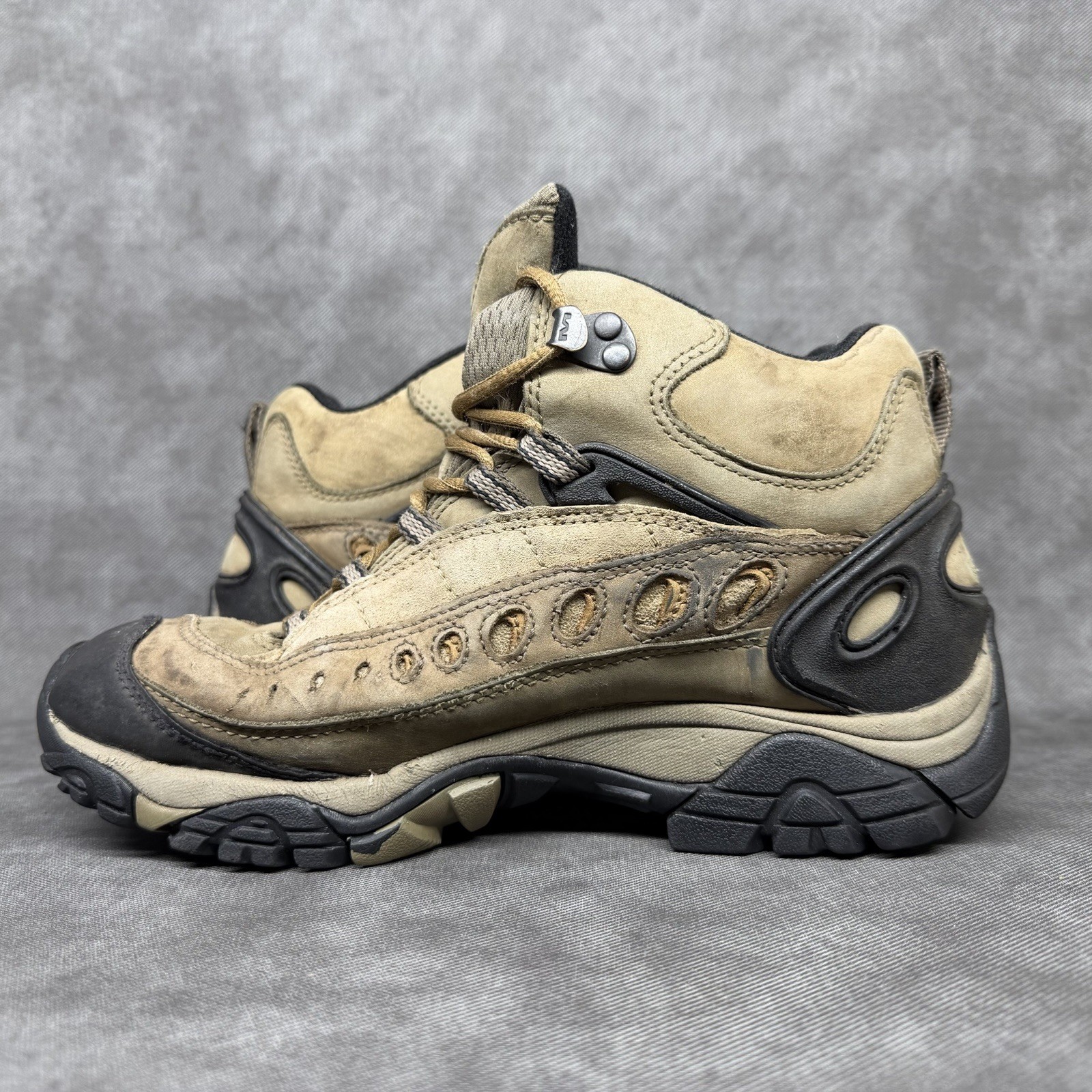 Merrell Pulse II Mid Brown and Gray, Goretex, Vibram Hiking Boots Women’s 8