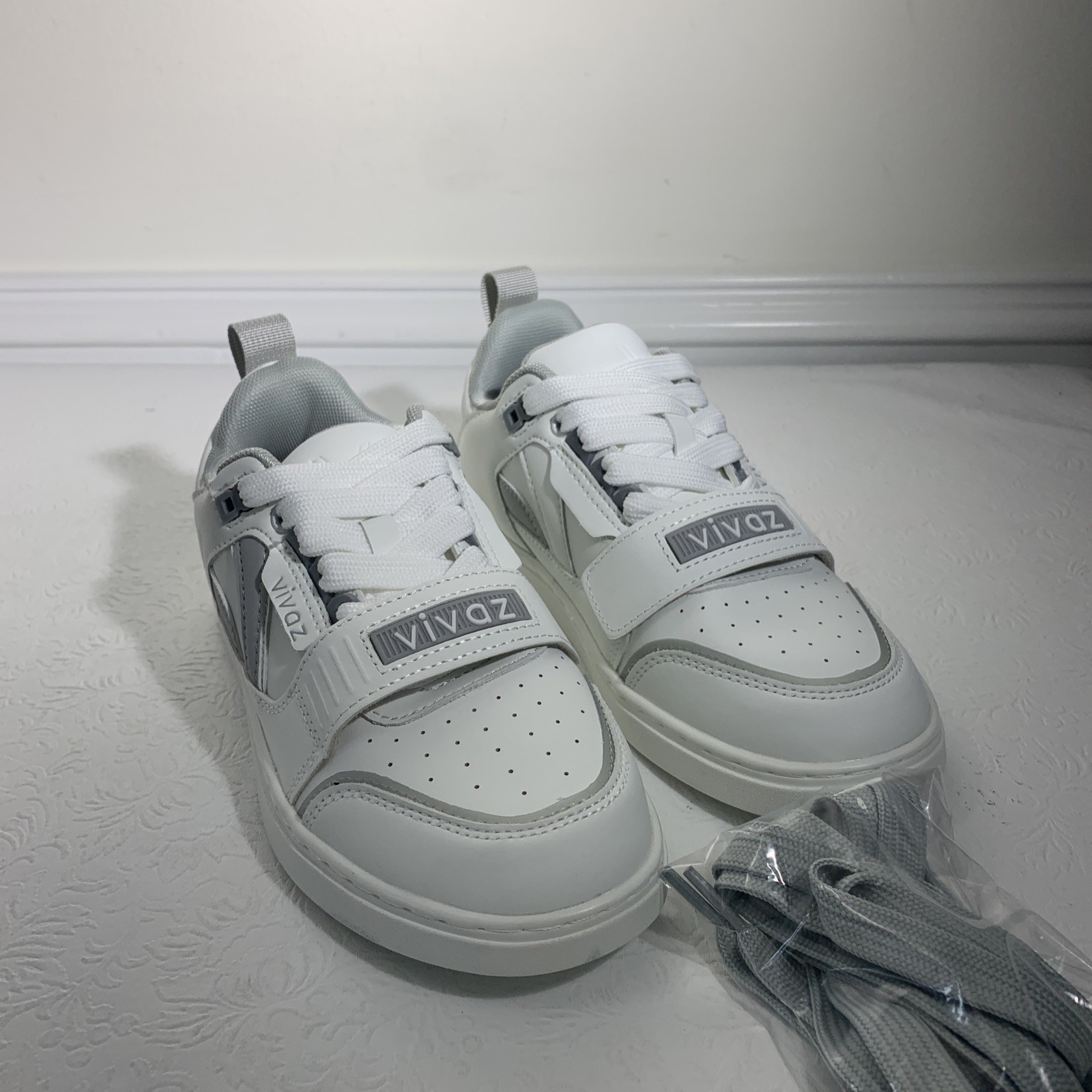 Vivaz White Silver Dance Lace Up Sneakers Unisex Men Women