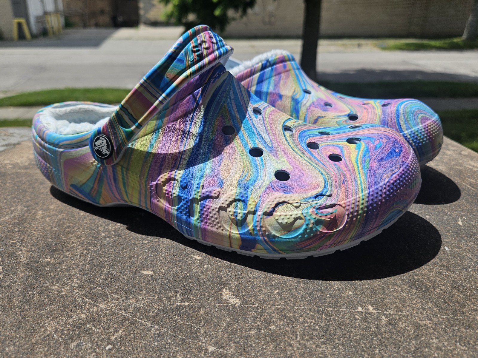 Crocs Baya Lined Printed Clogs – Marbled Swirl Multi-Color (Men 8 / Women 10)