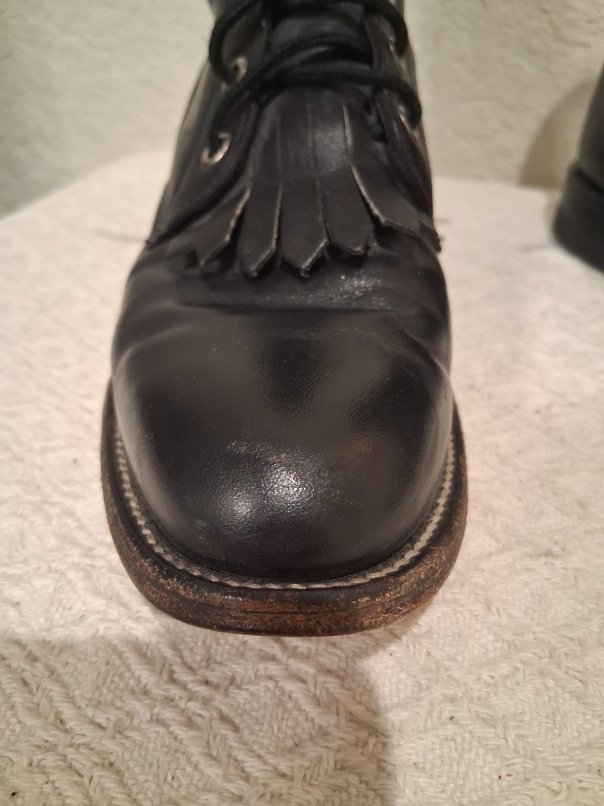 Justin L0506 Western Roper Kiltie Women Leather Black Boots Lace Up Size 6.5B
