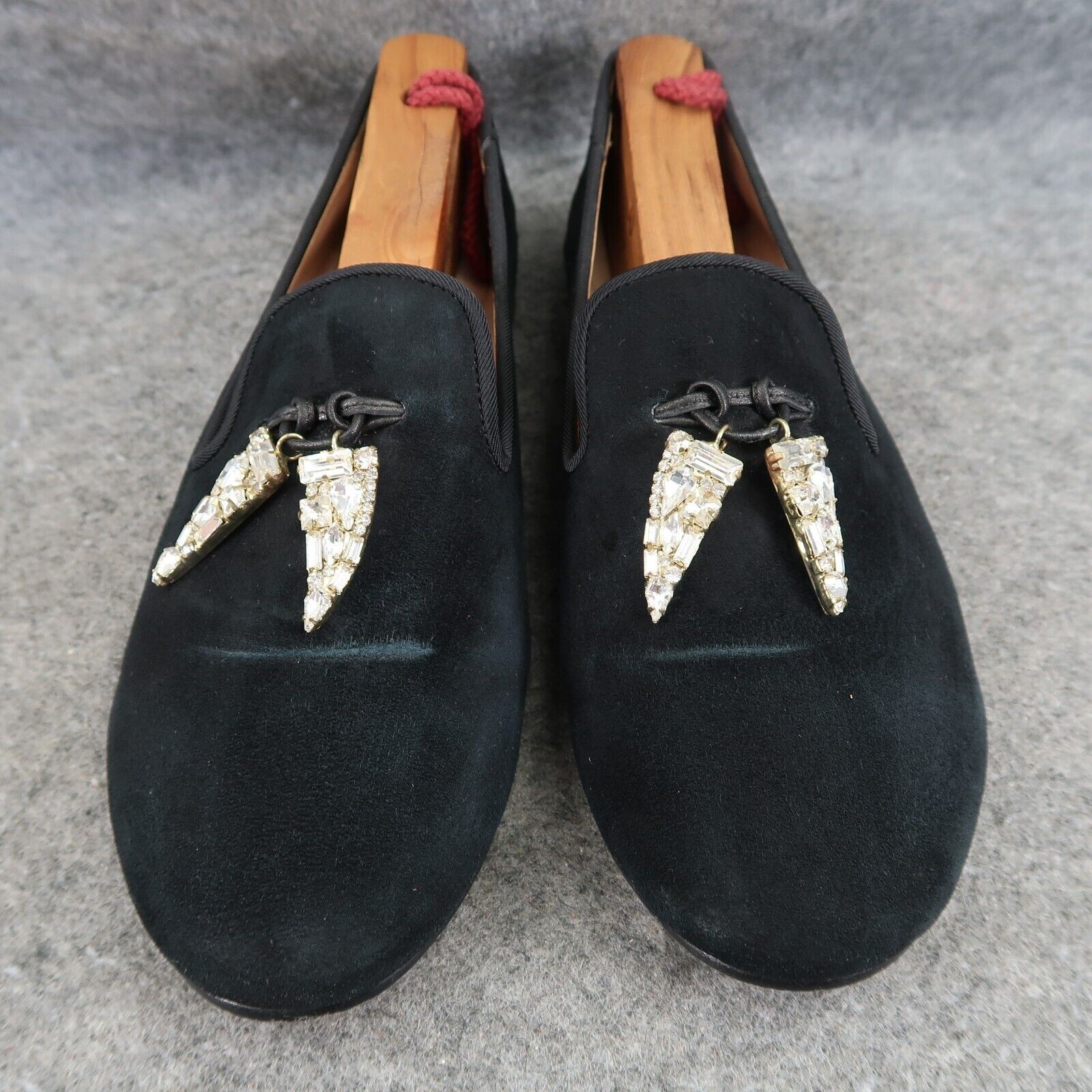 Giuseppe Zanotti Shoes Women 36 Slipper Loafer Shark Crystal Charm Fashion Black