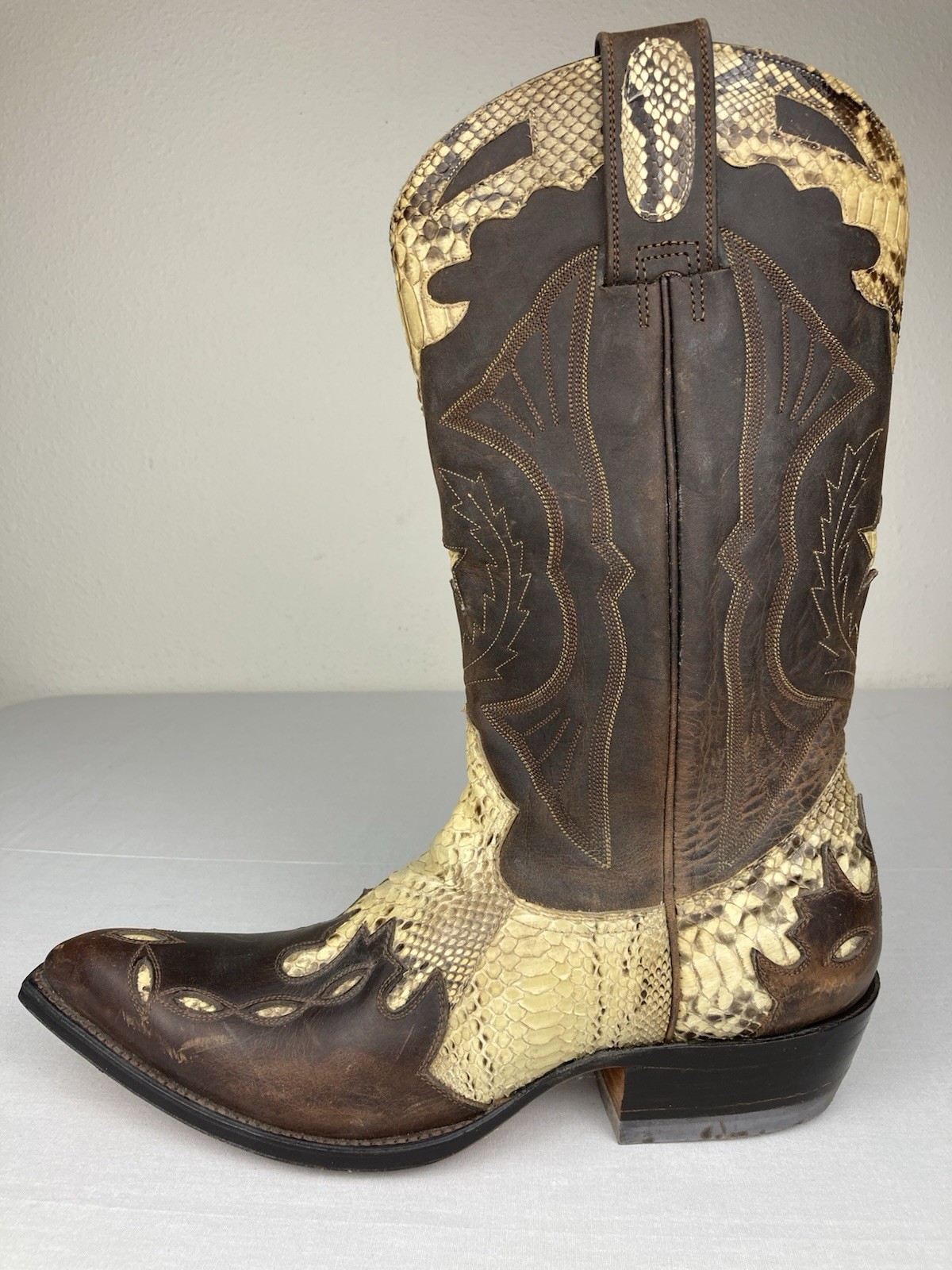 MEXICANA X MONTANA SNAKESKIN & LEATHER WESTERN BOOTS STITCHED WOMENS 9 D WIDE A+