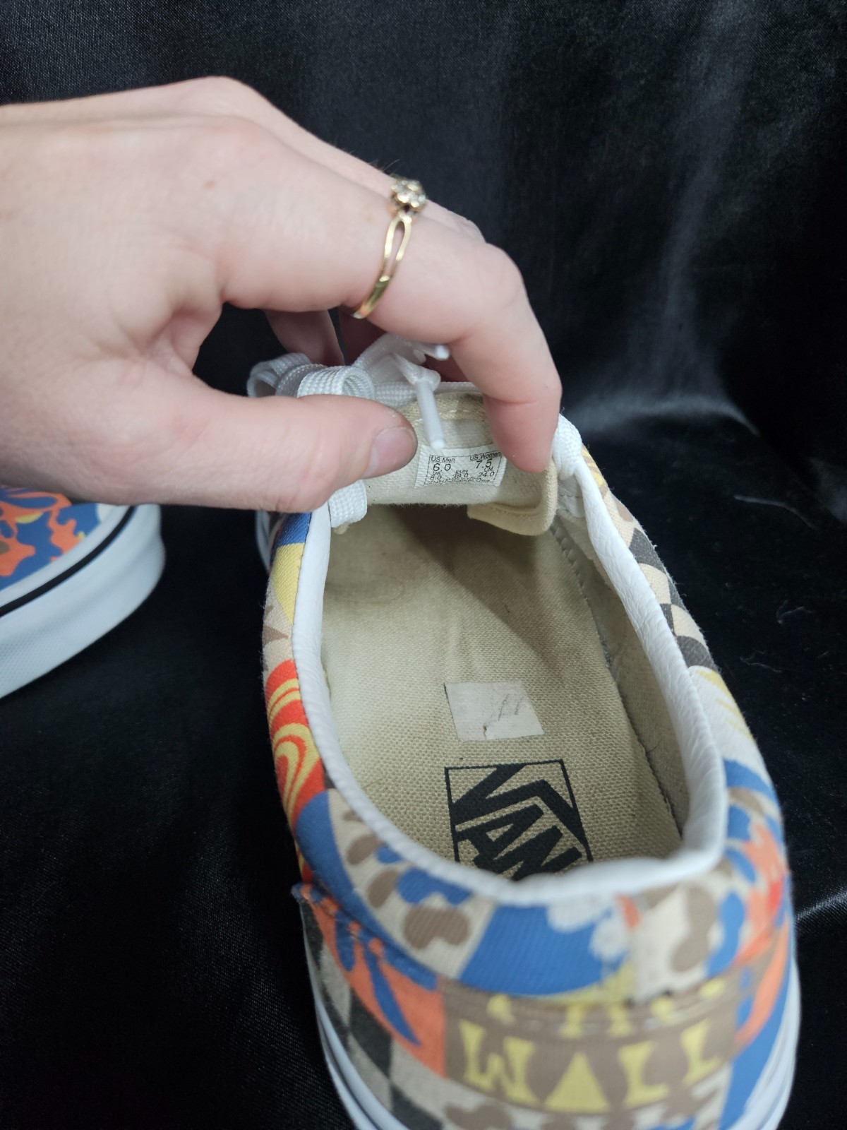 Vans Era Camp Positive Blue Orange Patchwork Sneakers Mens 6 Womens 7.5 NLIP