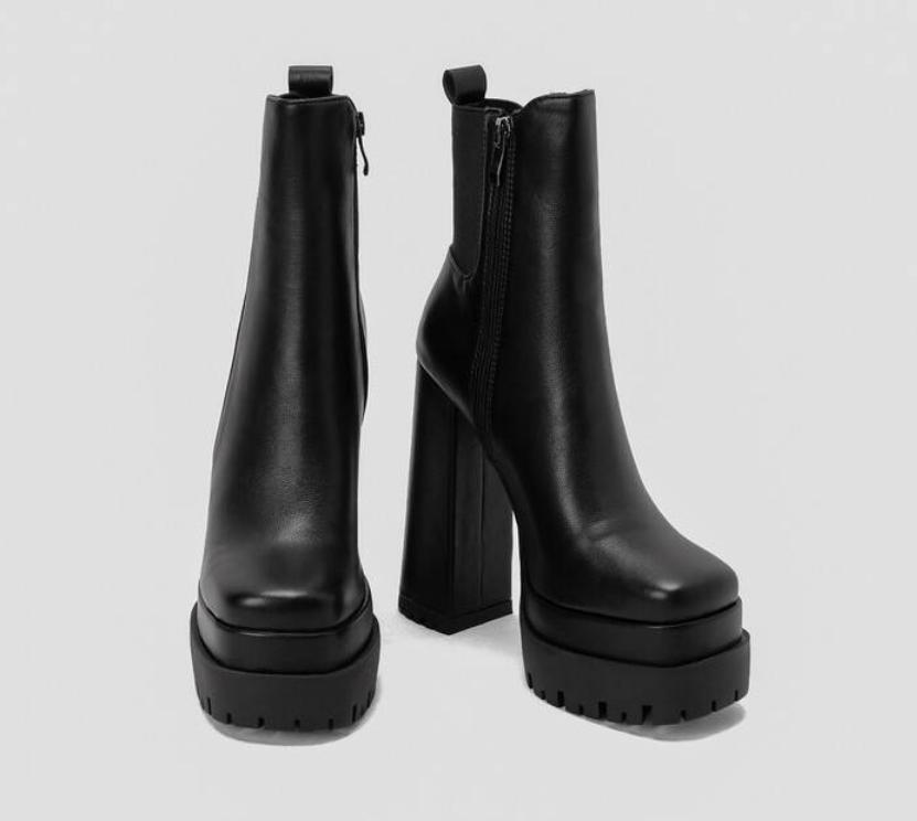Women’s Casual Party Prom Ankle Boots Side Zip Block high Heel Platform Shoes