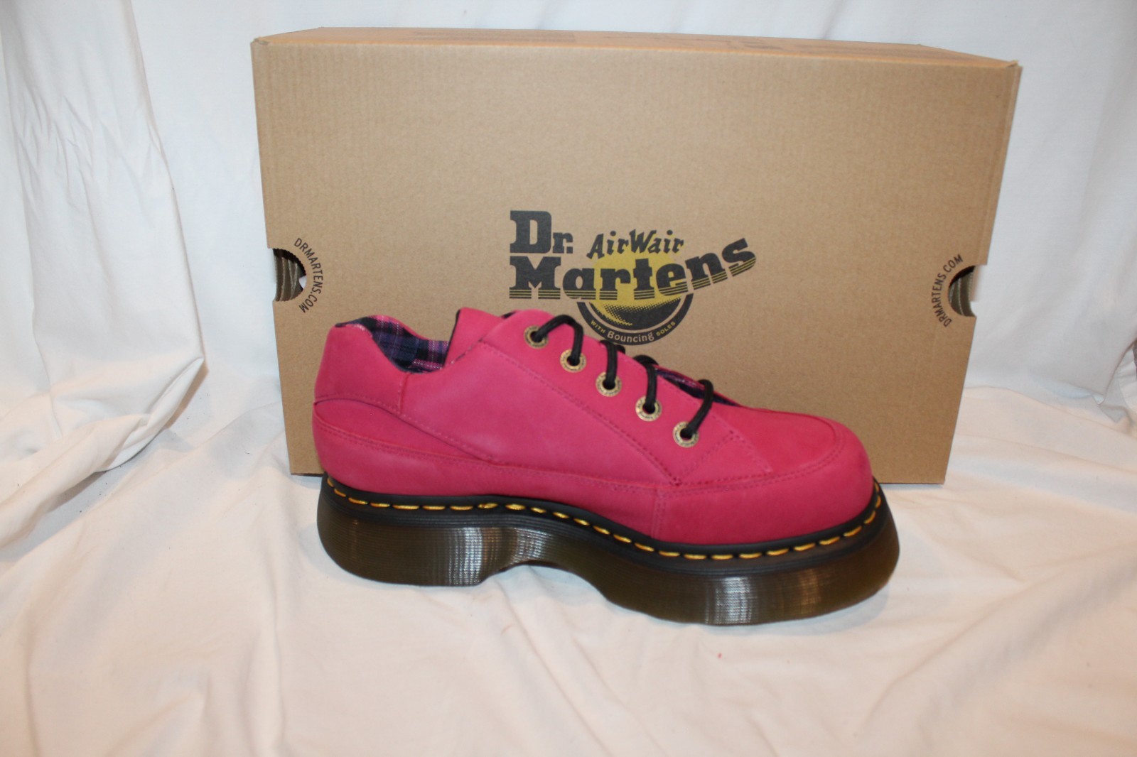 Dr Martens Women Buzz 5-Eye Suede Platform Loafer Shoes Fuschia Pink US 8 EU 39