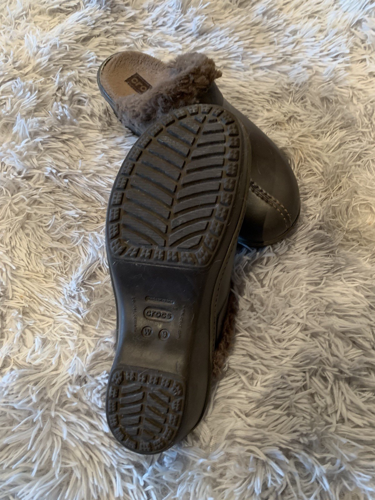 Crocs Cobbler Eva Faux Fur Lined Clogs Mules Brown Women’s 9