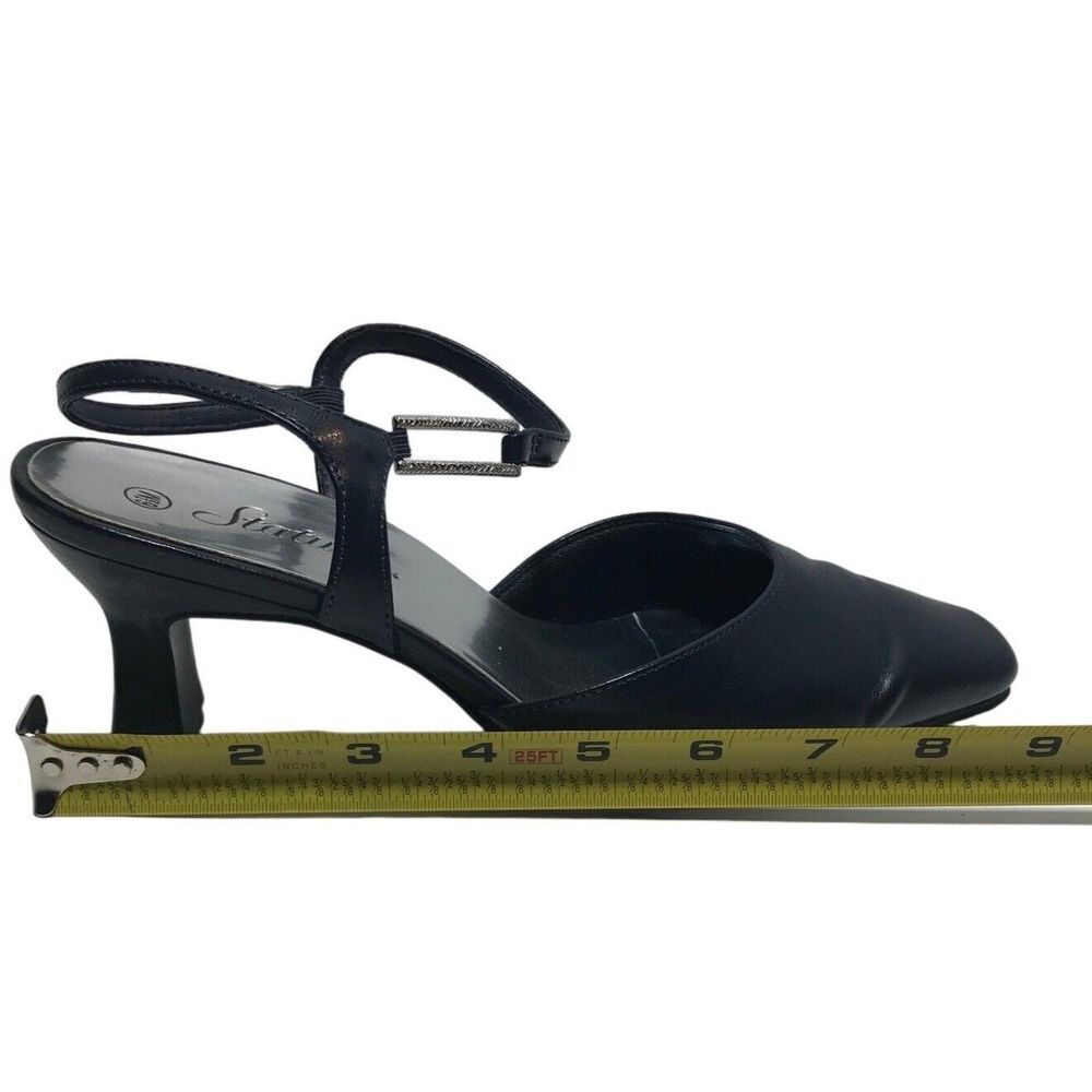 Statutes Navy blue slip on elastic ankle strap 2.5 inch heel women 6.5M Lovely