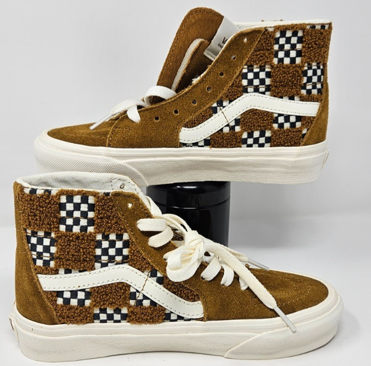 Vans Sk8 Hi Tapered Tufted Check Golden Brown Women’s 5 Men’s 3.5 New In Box