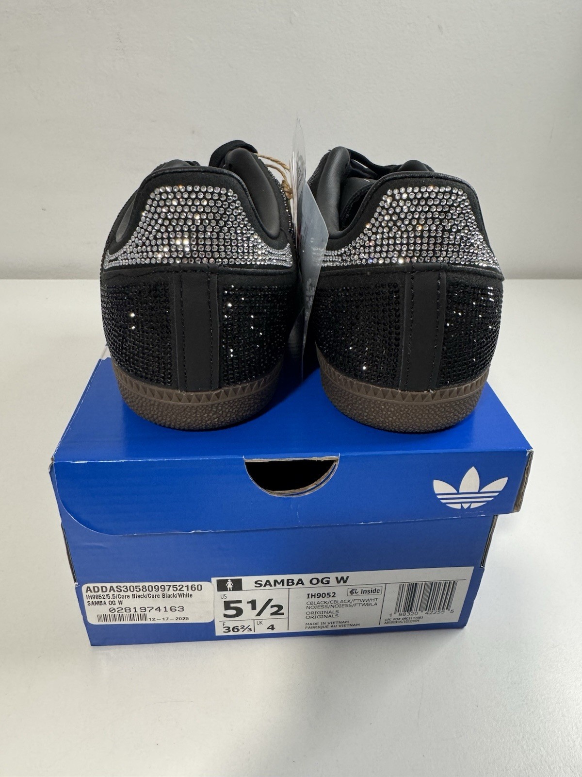 adidas Originals Samba OG Rhinestone Black Silver Women’s Size 5.5 IH9052 NEW