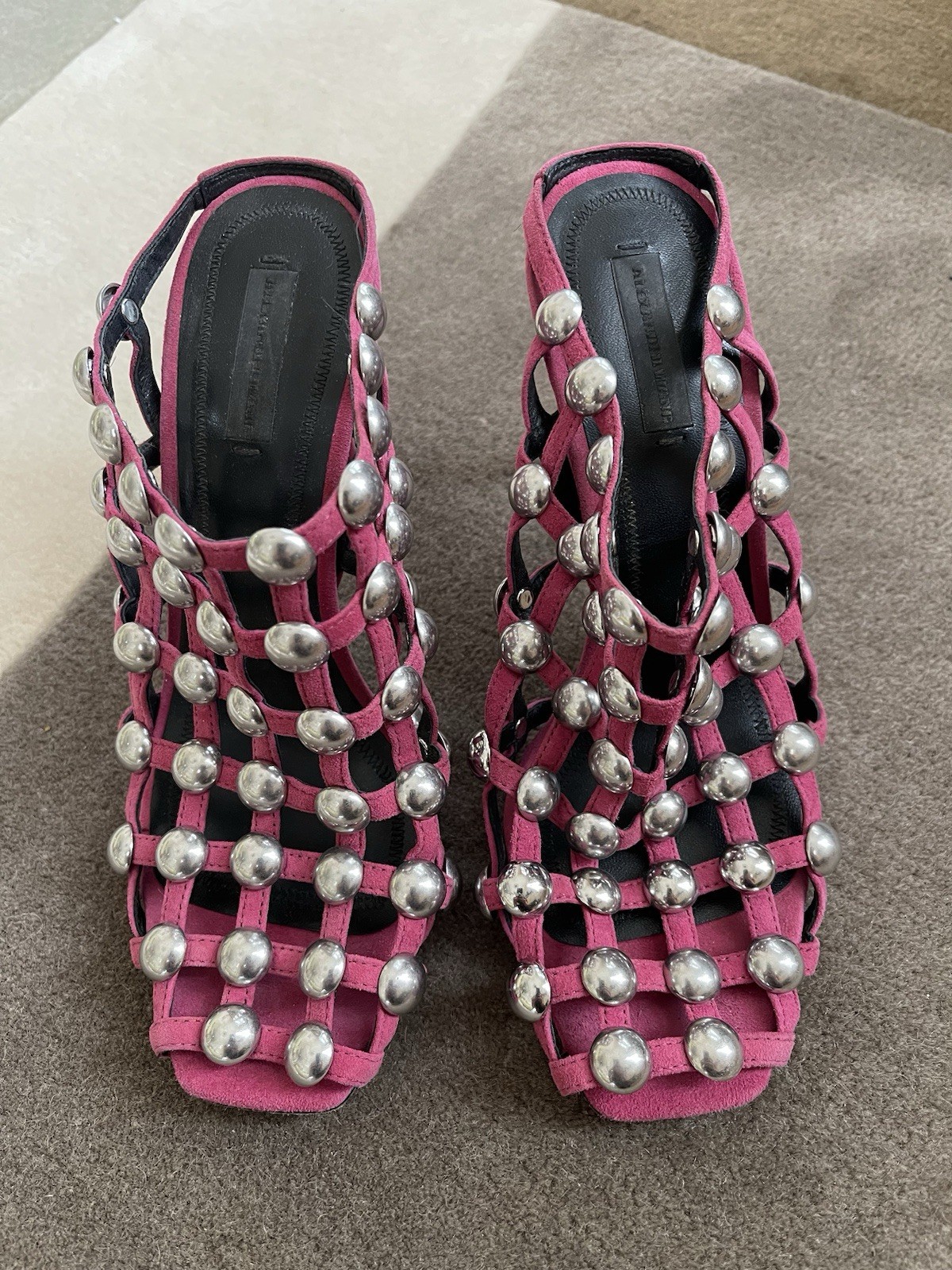 Alexander Wang Sudie Studded Suade Cage Mule Shoes Size 37