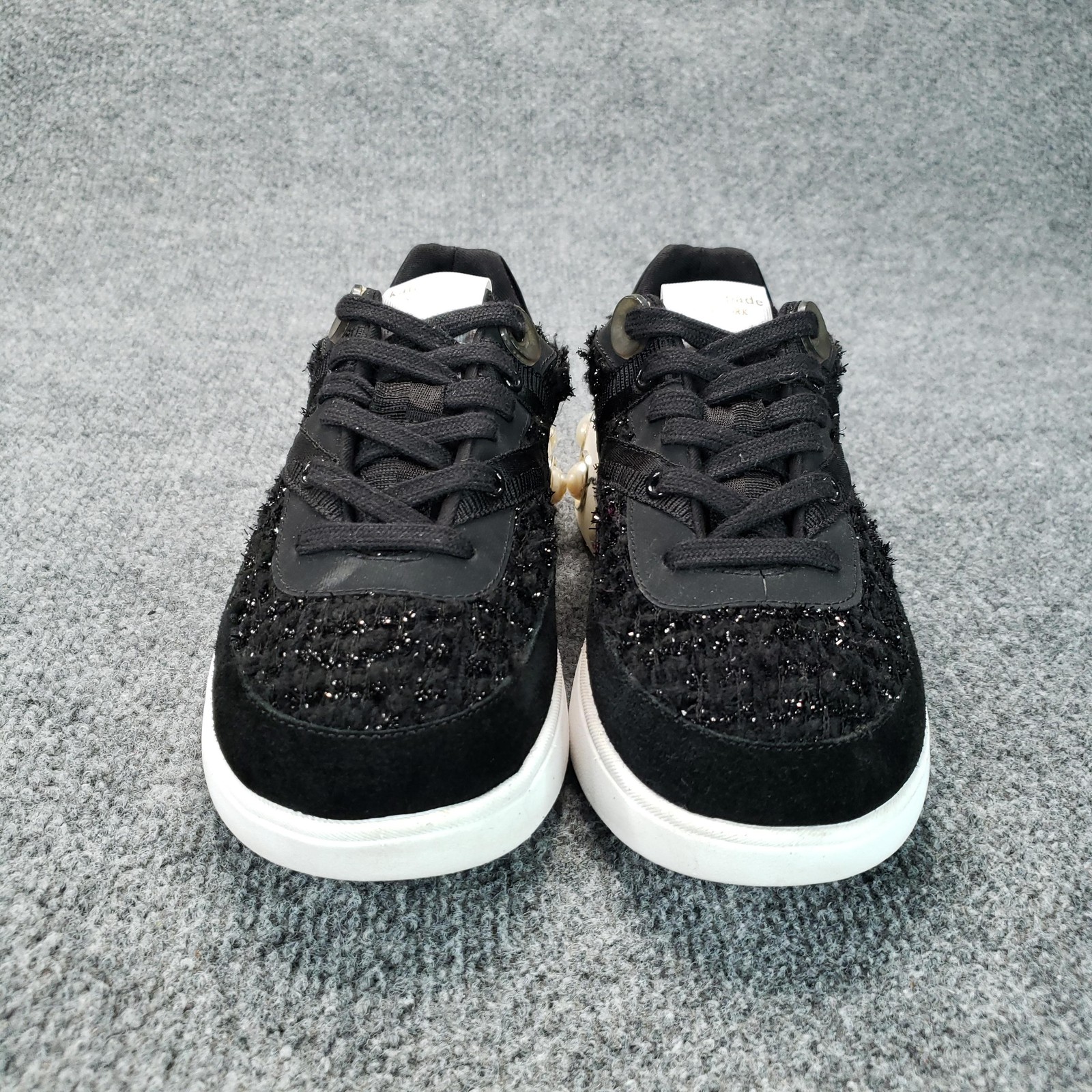 Kate Spade New York Cayman Shoes Womens Size 6 Black Sneaker Pearl Studded