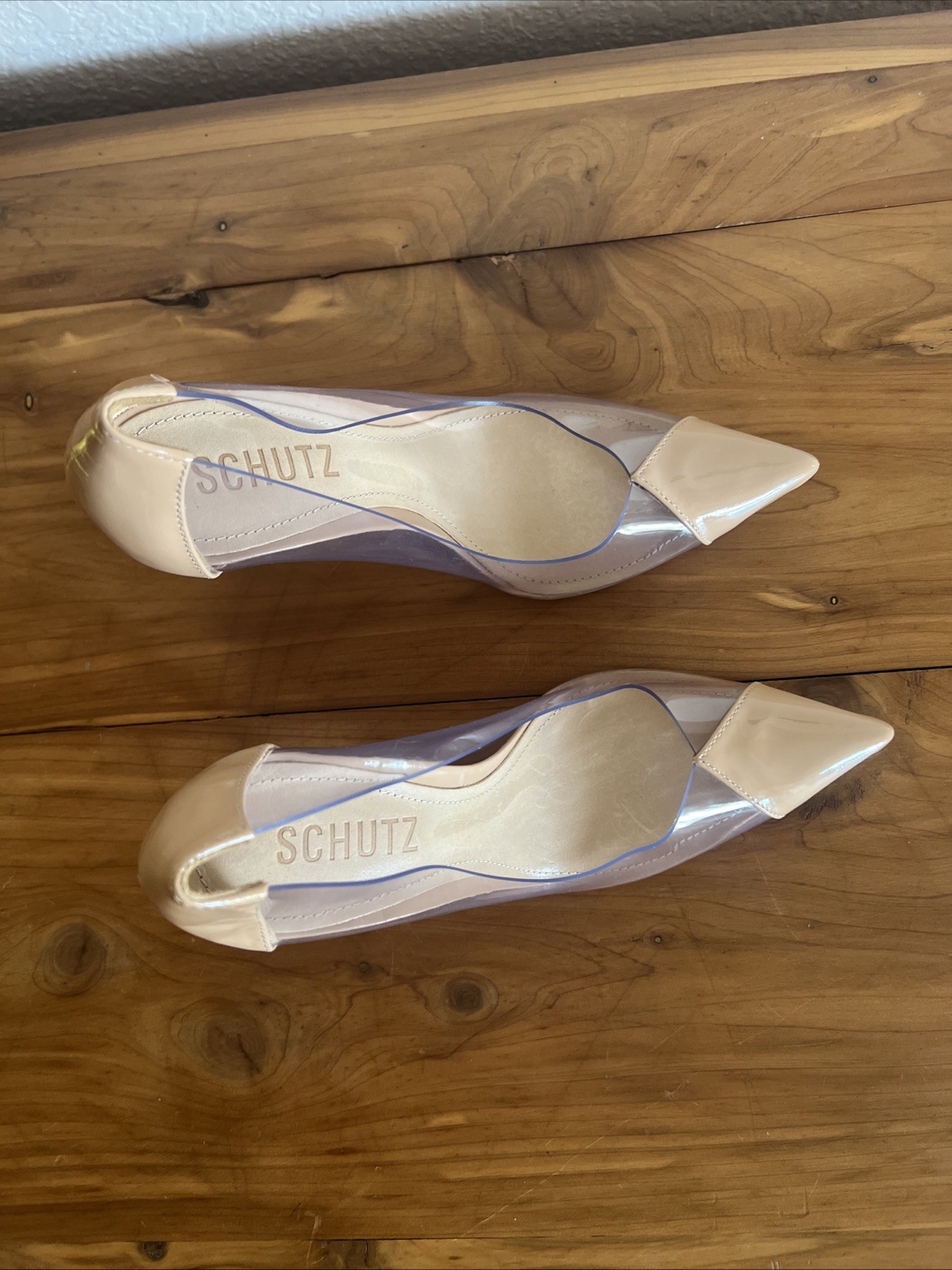 Schutz Cendi Nude Clear PVC Pointed Toe Pumps Stiletto Heels Size 5B