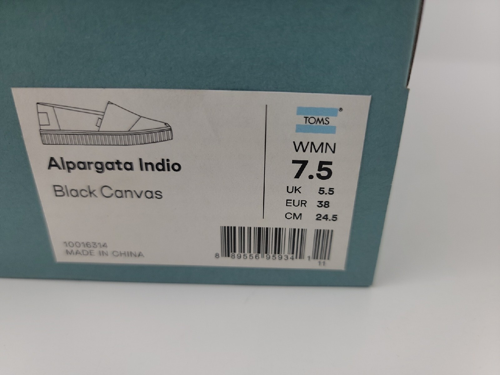 Toms Women 7.5 Alpargata Platform Canvas Slip On Shoes Black White