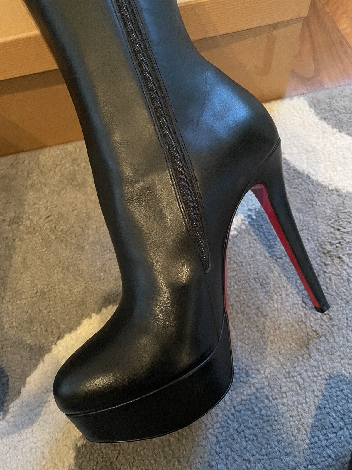Christian Louboutin Bianca Botta 140 King Calf Black Knee High Boots 38