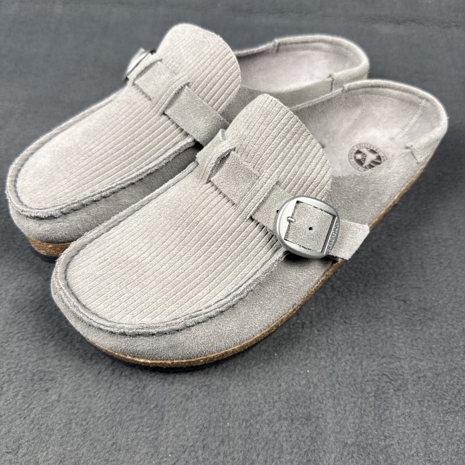 Birkenstock Buckley Gray Suede Leather Mule Clog Shoe Slip On 39/ US 8