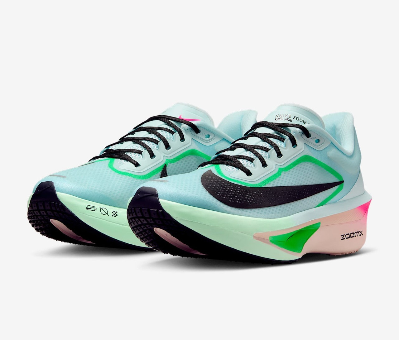 NIKE Women’s Zoom Fly 6 FN8455-402 Glacier Ice Hyper Pink Green Shock Black