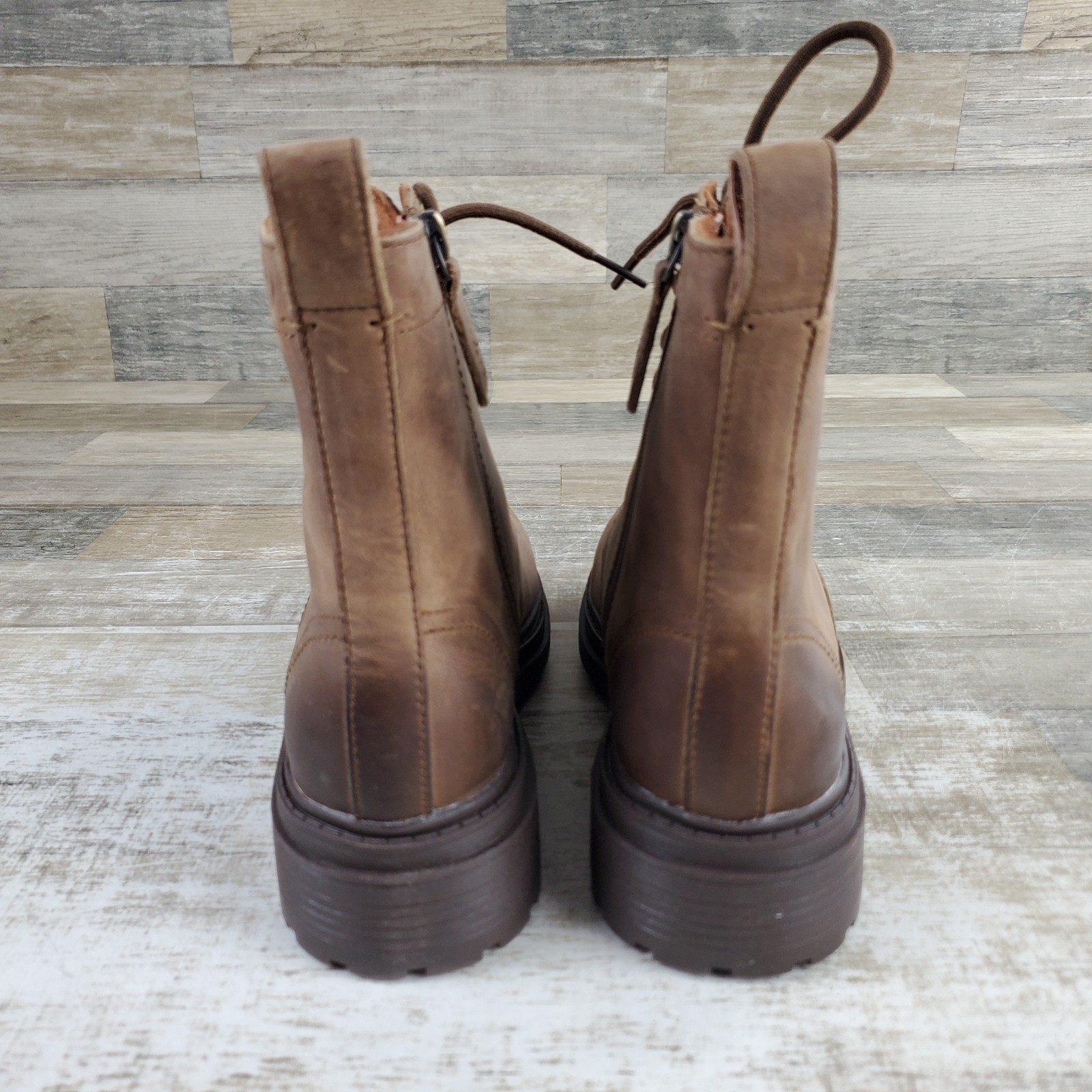 Clarks Orinoco 3 Womens Ankle Boots Sz 9 M Walnut Leather Lace-Up Side Zipper