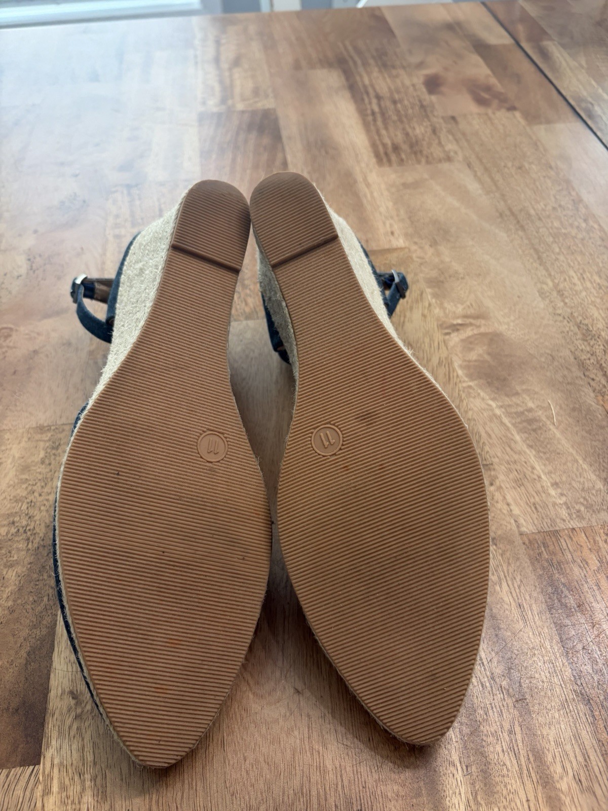 Nine West Sandals Womens 11M Espadrille Ankle Strap Blue Denim Casual Wedge Heel