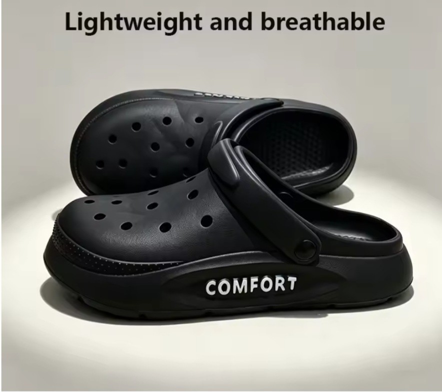 Unisex Outdoor Clogs Black/White Lightweight Breathable Slip On Slippers