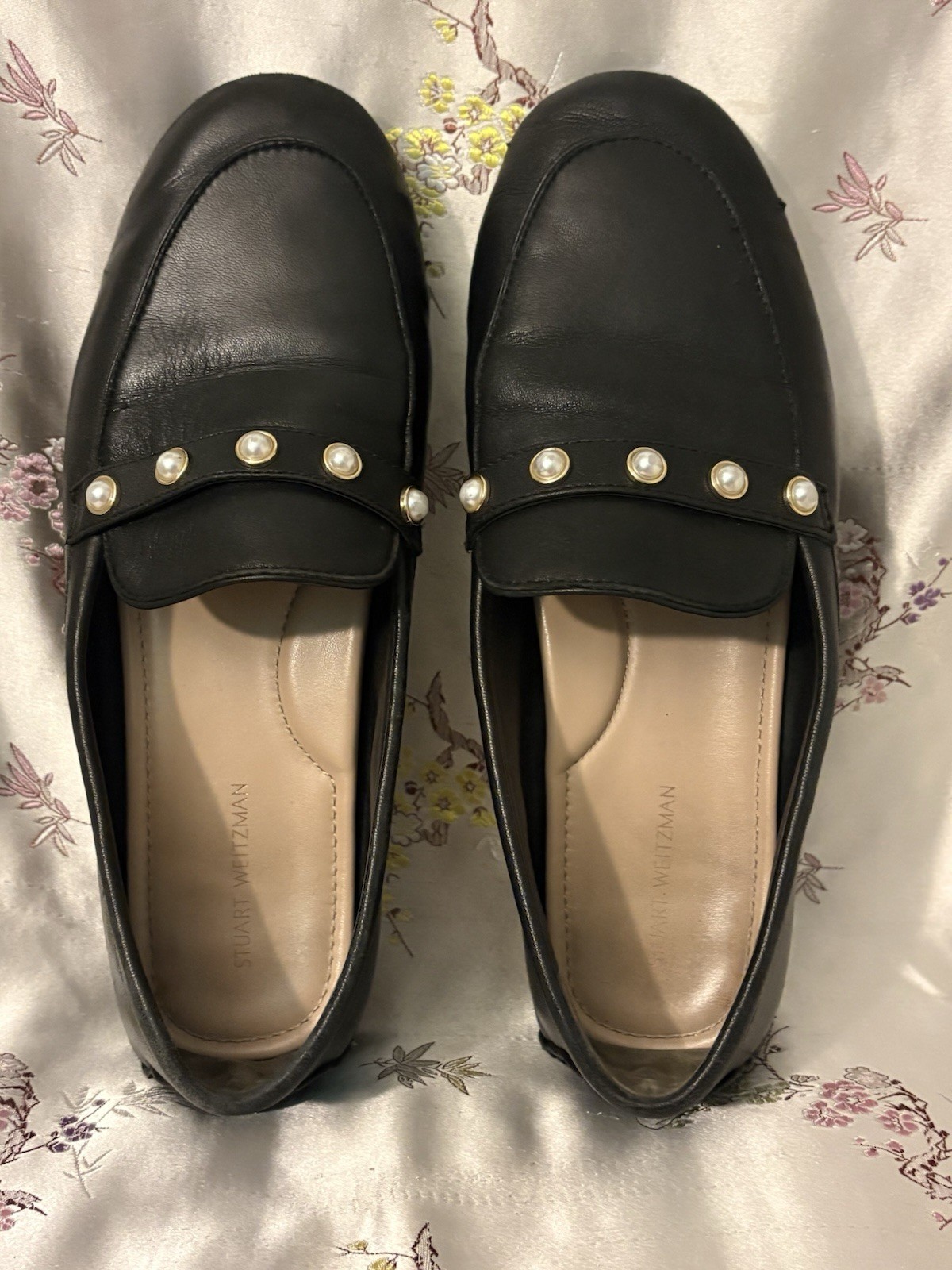 Stuart Weitzman Loafer Black Pearl Leather Loafers EU39 US8.5