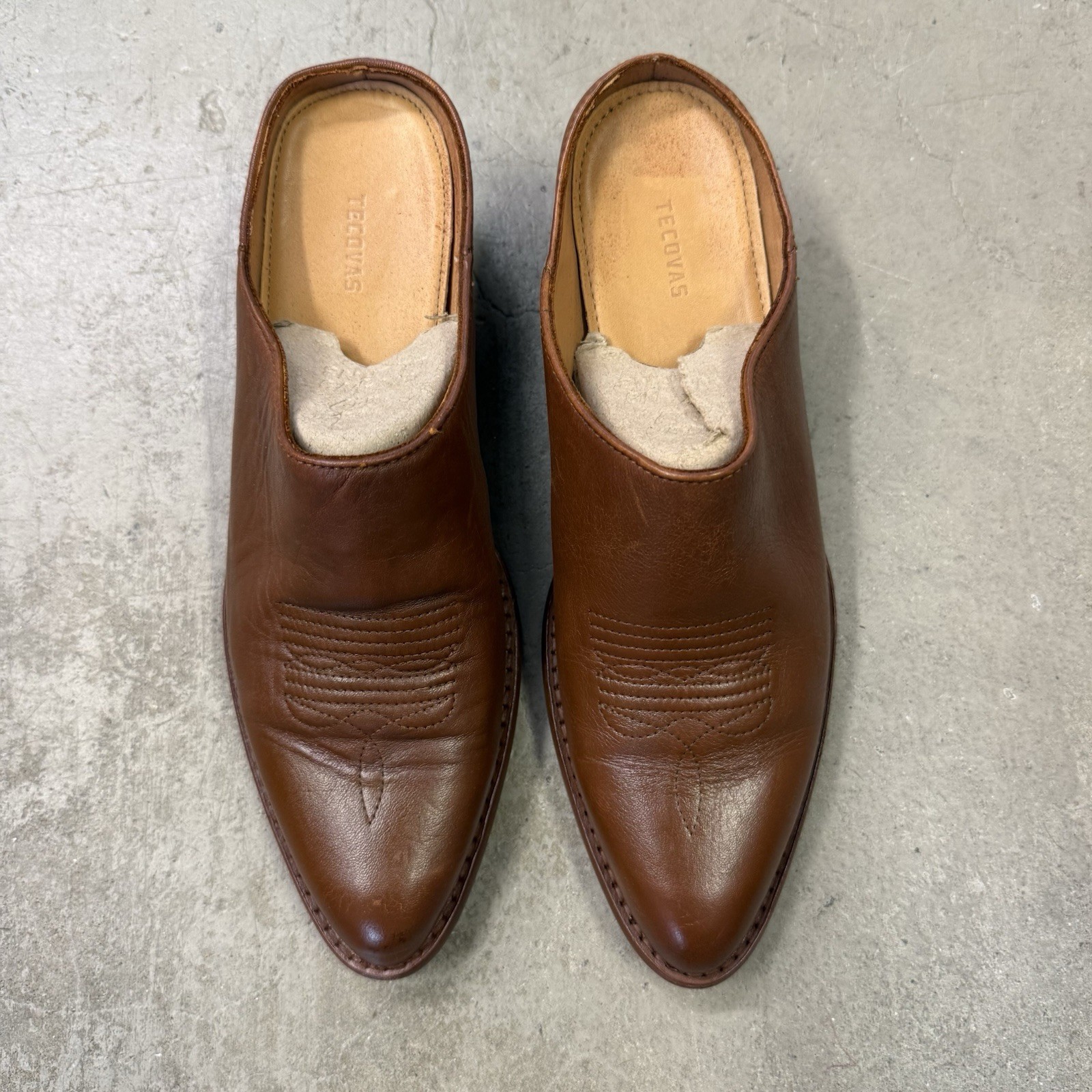 Tecovas The Sophie Mules Bovine Leather Caramel Women’s 8.5 Carmel Brown Slipon