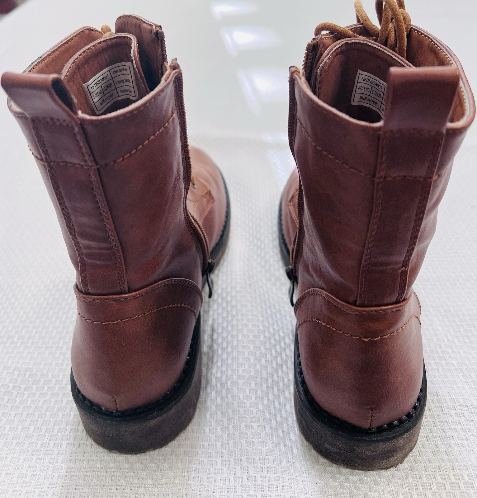 New York & Company Women’s Brown Lace-Up Combat Boots Side Zip Size 7