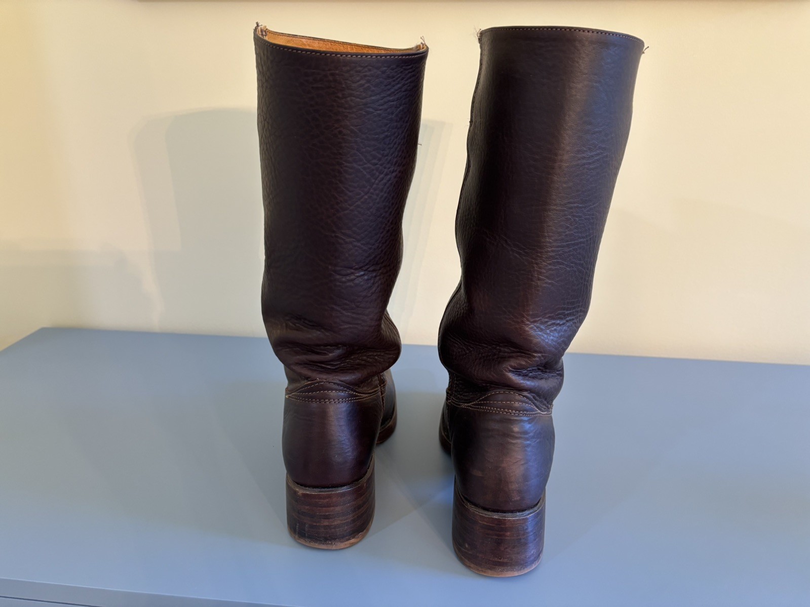 VTG FRYE Women’s Campus 14L Square Toe Dark Brown Leather Boots 77050 Size 8 M