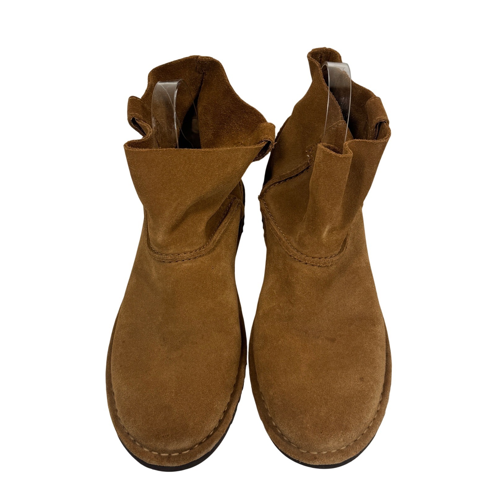 UGG Classic Mini Unlined Boots Chestnut Suede Womens Sz 8 Casual Slouchy Pull On