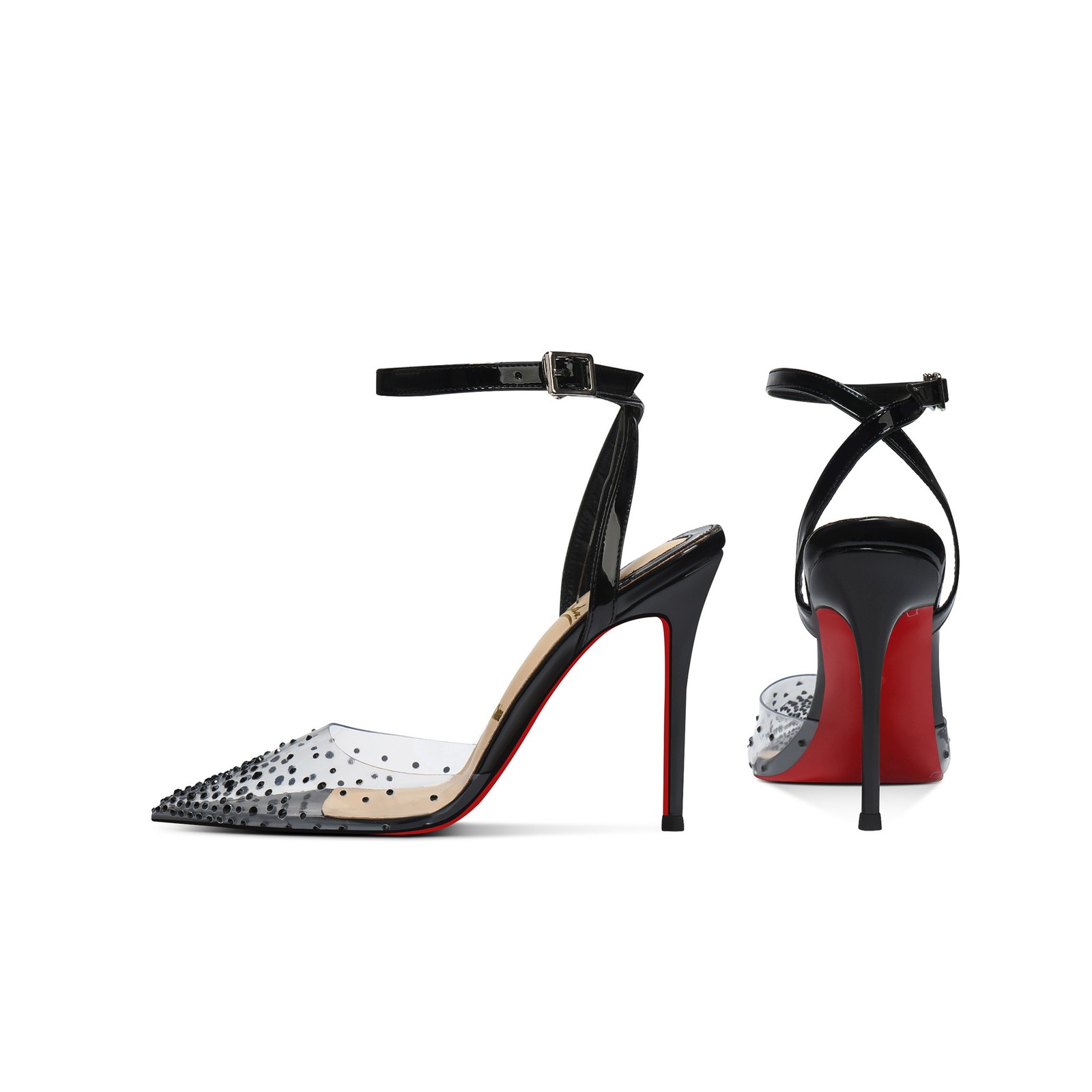 2026 Rhinestone Decorated Strappy Sandal Women High Heels Pointy Toe Pumps Shoes