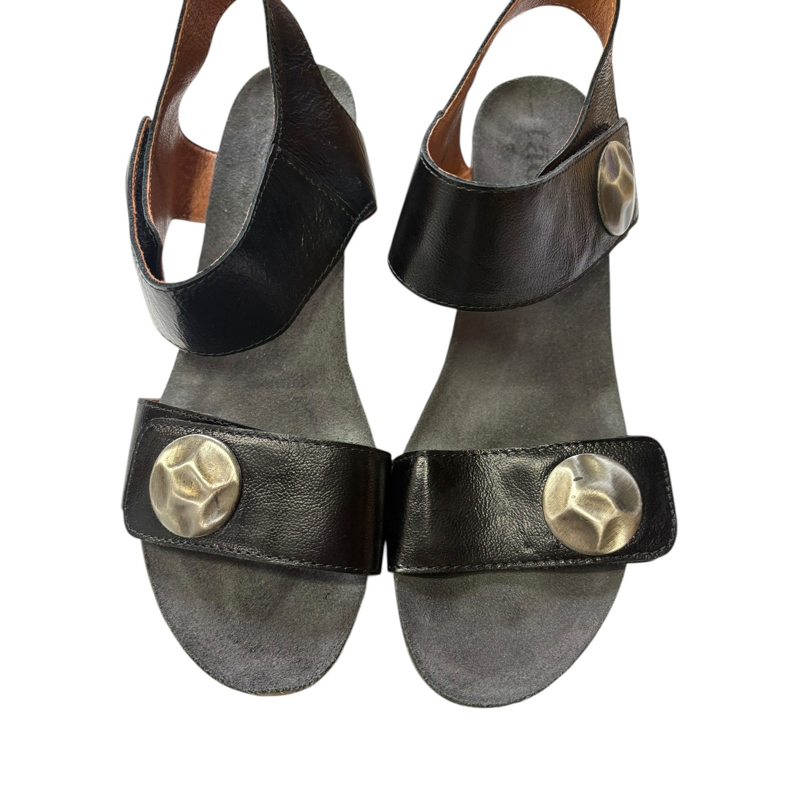 Taos Carousel Leather Wedge Sandals Black Comfort Slingback Casual Travel 40