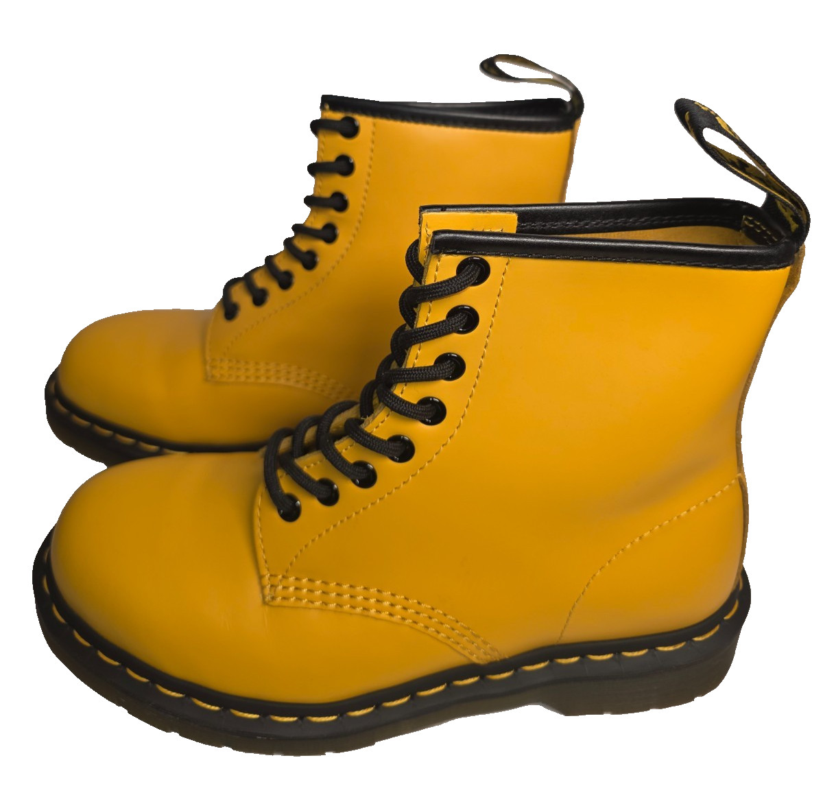 New Dr Martens 1460 Smooth Leather Yellow Combat Boots Men 7 Women 8 Lace Up