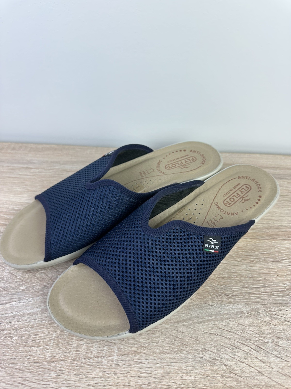 Fly Flot Women’s EU40 Navy Mesh Clogs Anti-Shock Slip On Mules EUC Italy