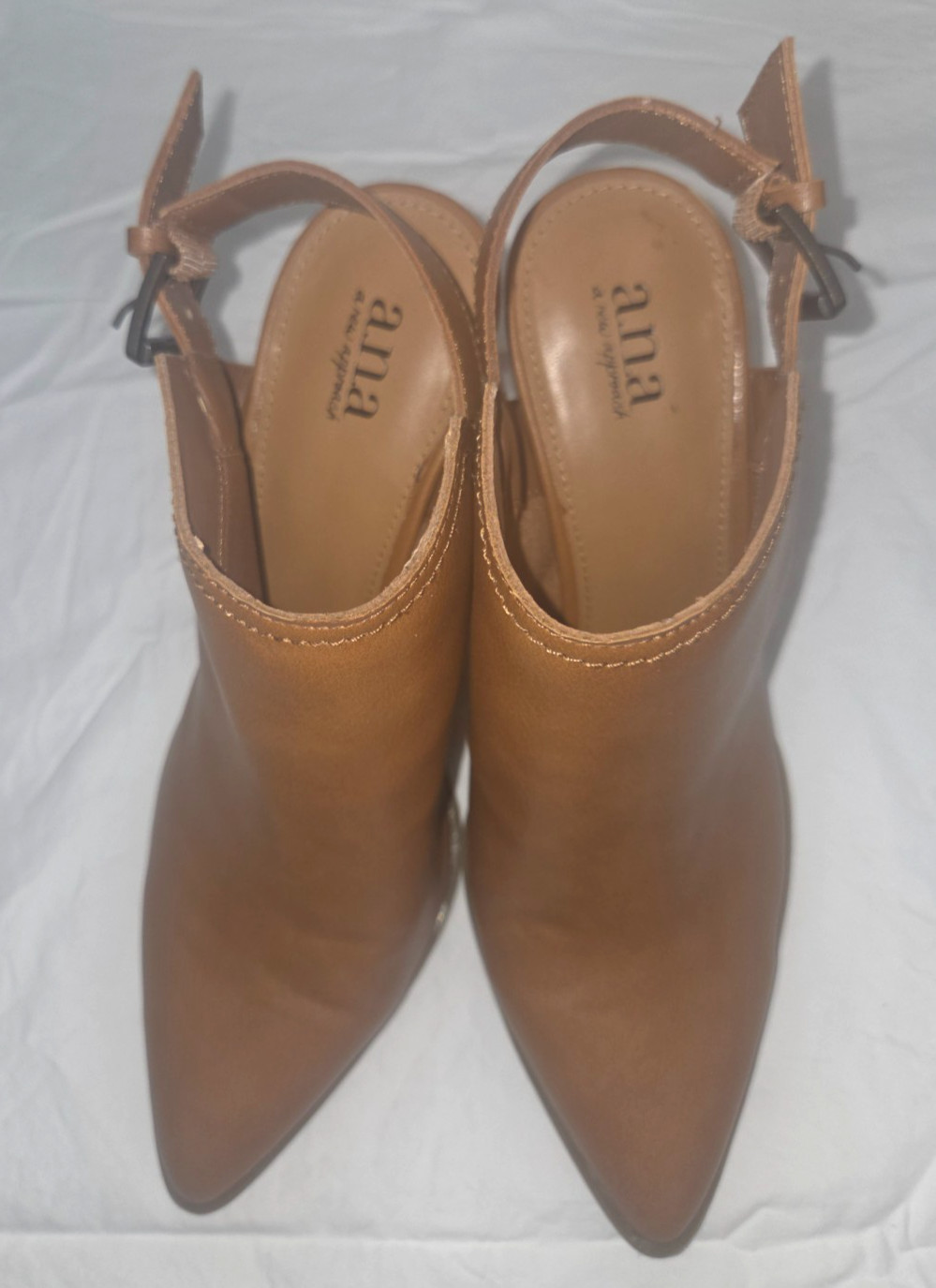A New Day Women’s Brown Slingback Booties Pointed Toe Block Heel Size 9
