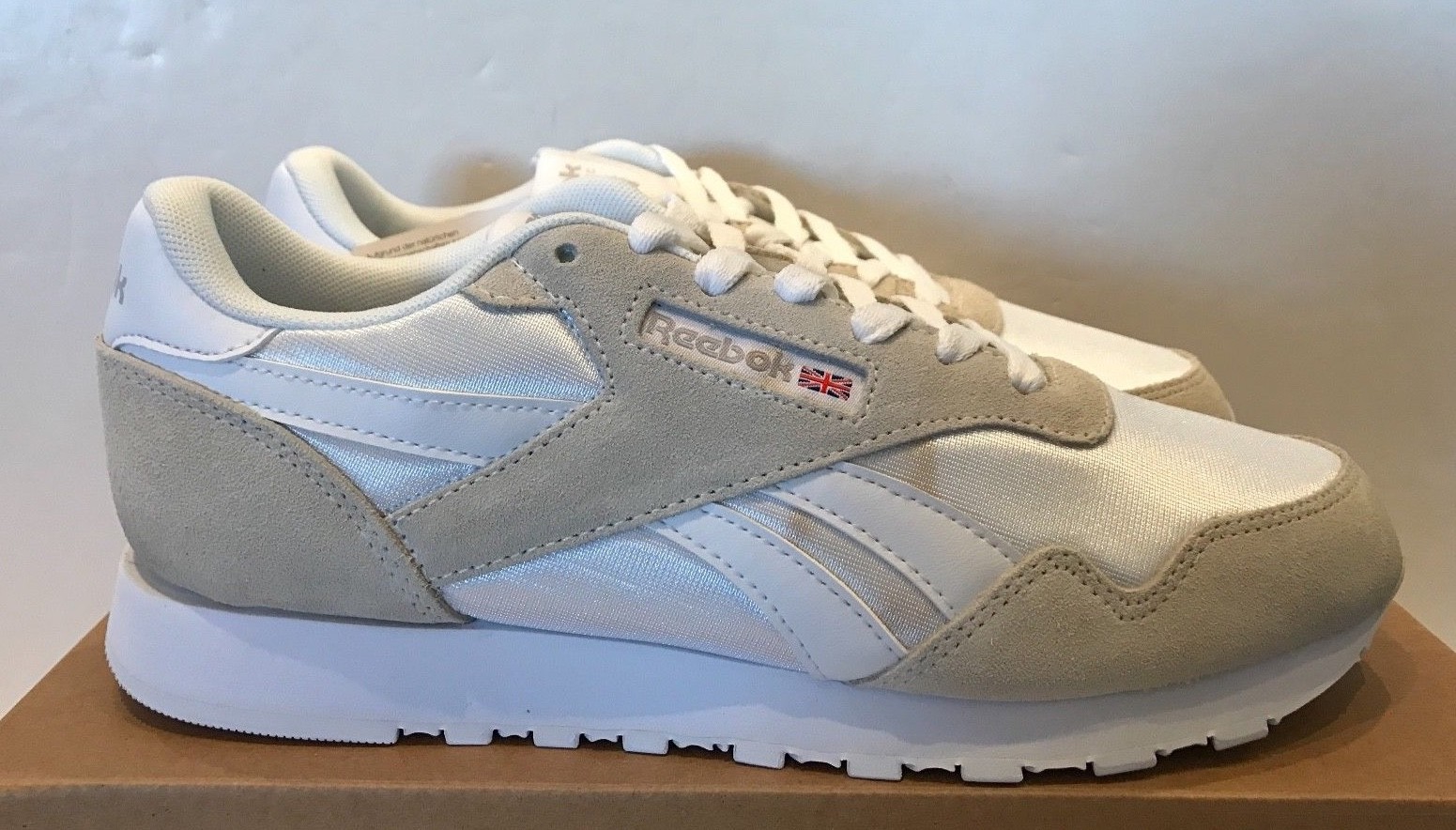 Reebok Women’s Royal Nylon Casual Shoes – BD1555 – White/Steel – NWD – Medium