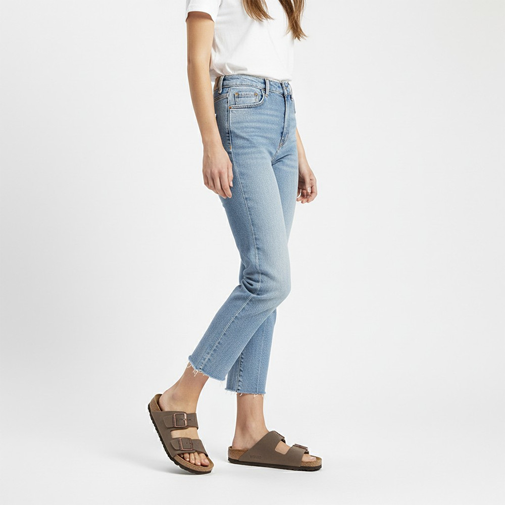 Birkenstock Arizona Birkibuc® Cork Footbed Mocha Two Strap Sandal Unisex Shoes