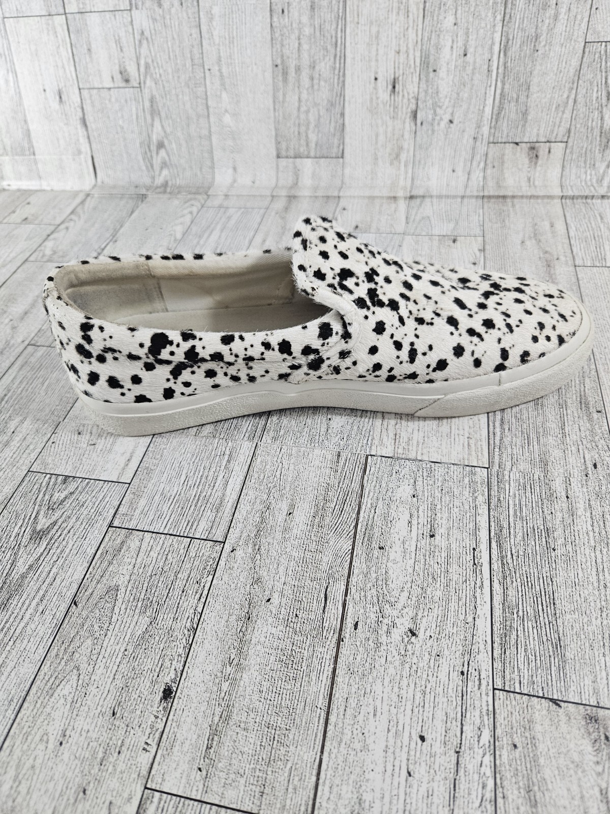 Madewell Shoes Women 8.5 Men 7 White Slip-On Sneakers Cow Animal Print Calf Hair