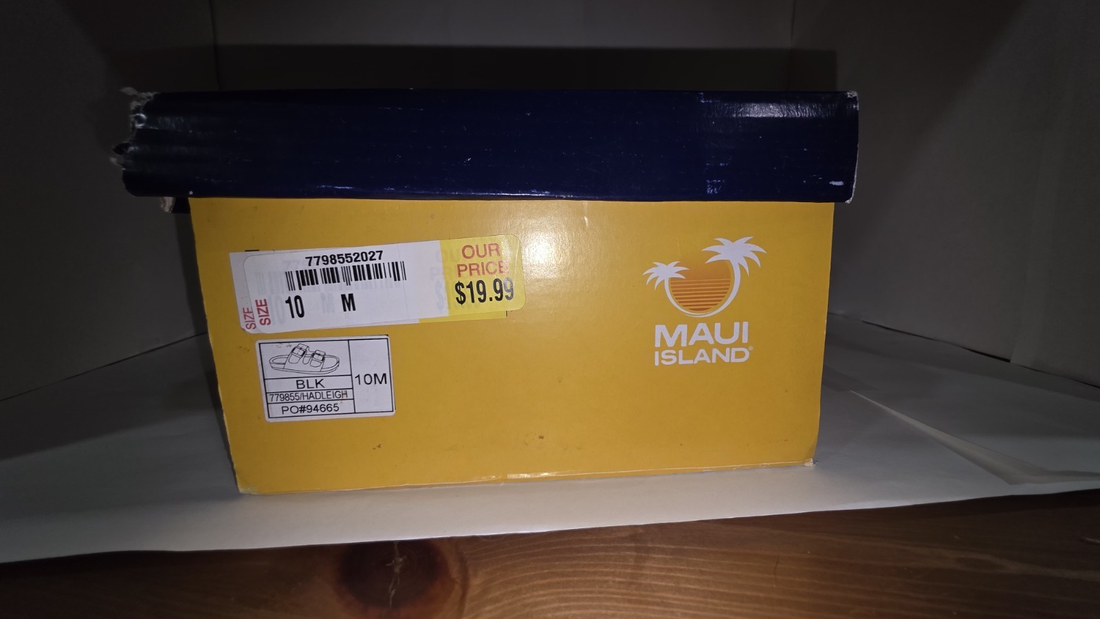 Maui Island Women’s Black 2-Buckle Adjustable Slide Sandals Faux Leather 10M