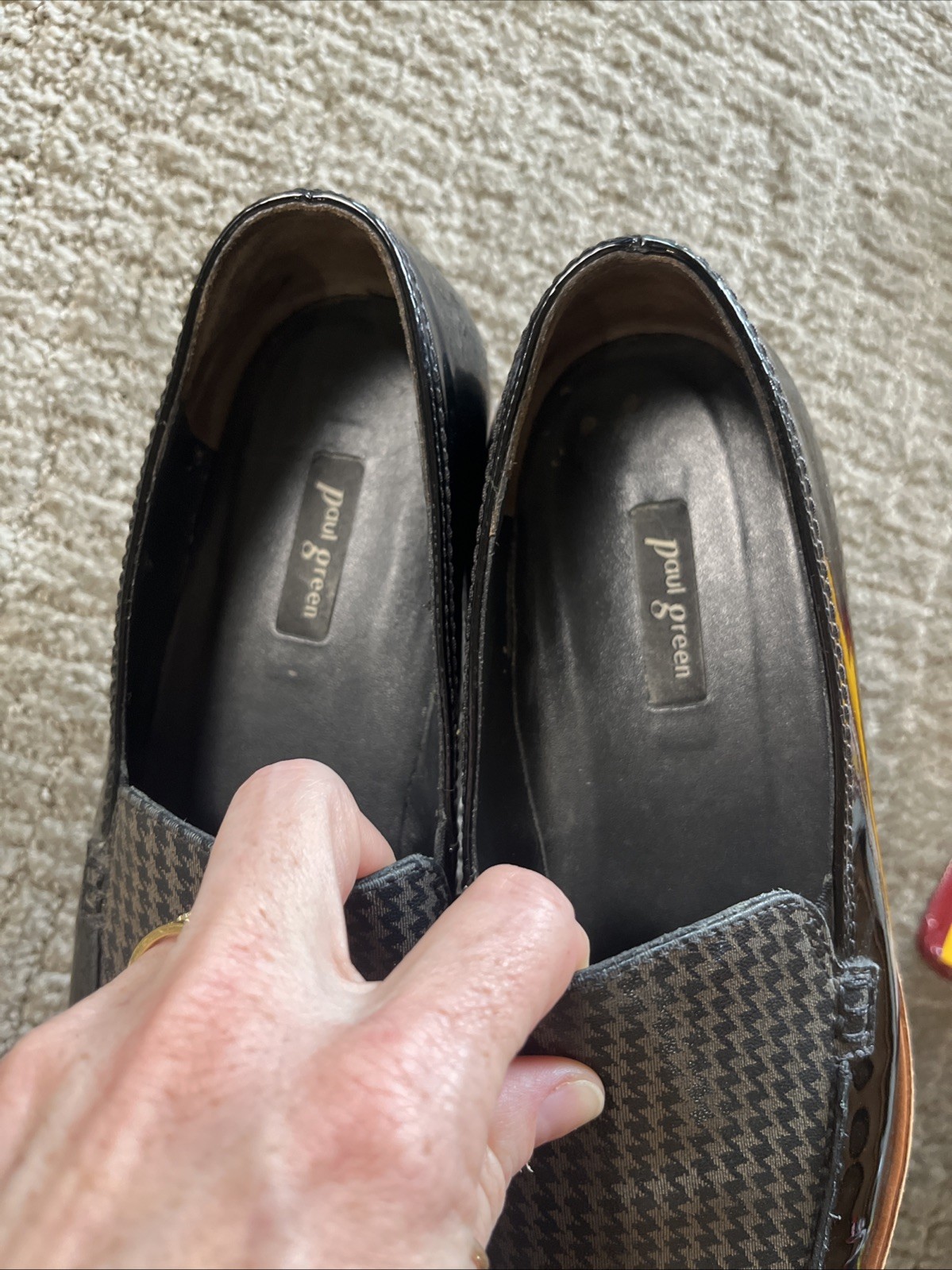 Paul Green Patent Leather Loafers Chunky Heel Women’s Black Brown 6.5