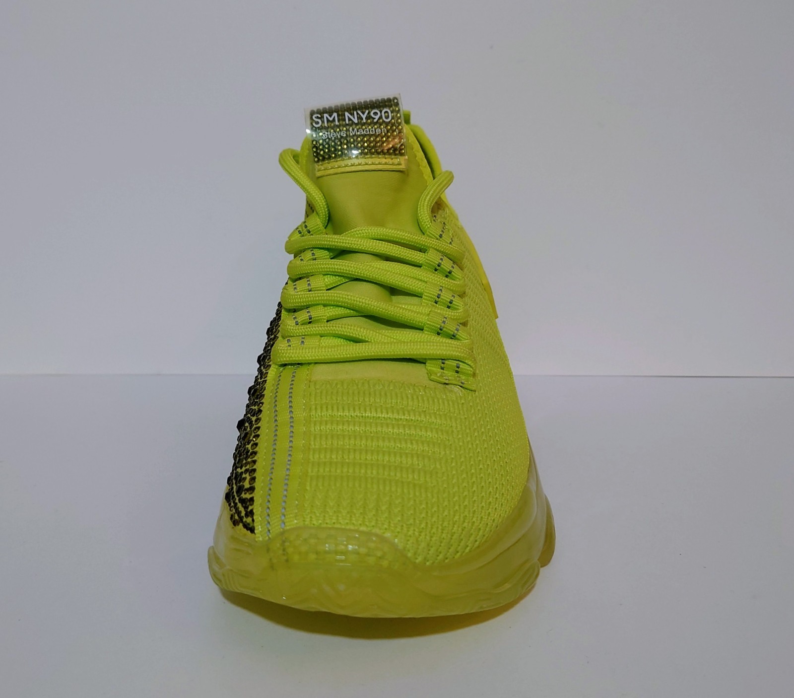Steve Madden Maxima Knit Rhinestone Neon Yellow SM NY90 Size 8.5