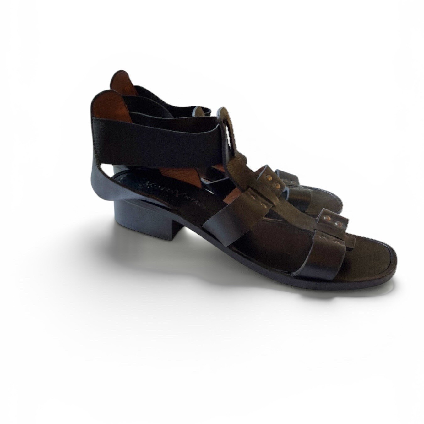 Modern Vintage Tanji Black Leather Sandals EU 37 US 7 Beautiful Condition