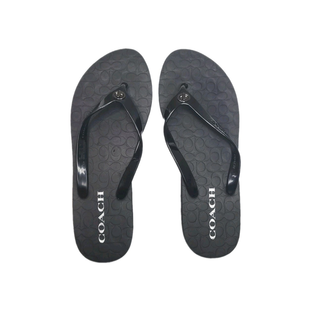 Size:8B/38 Coach Abbigail Black Turnlock Flip Flop Sandals Women