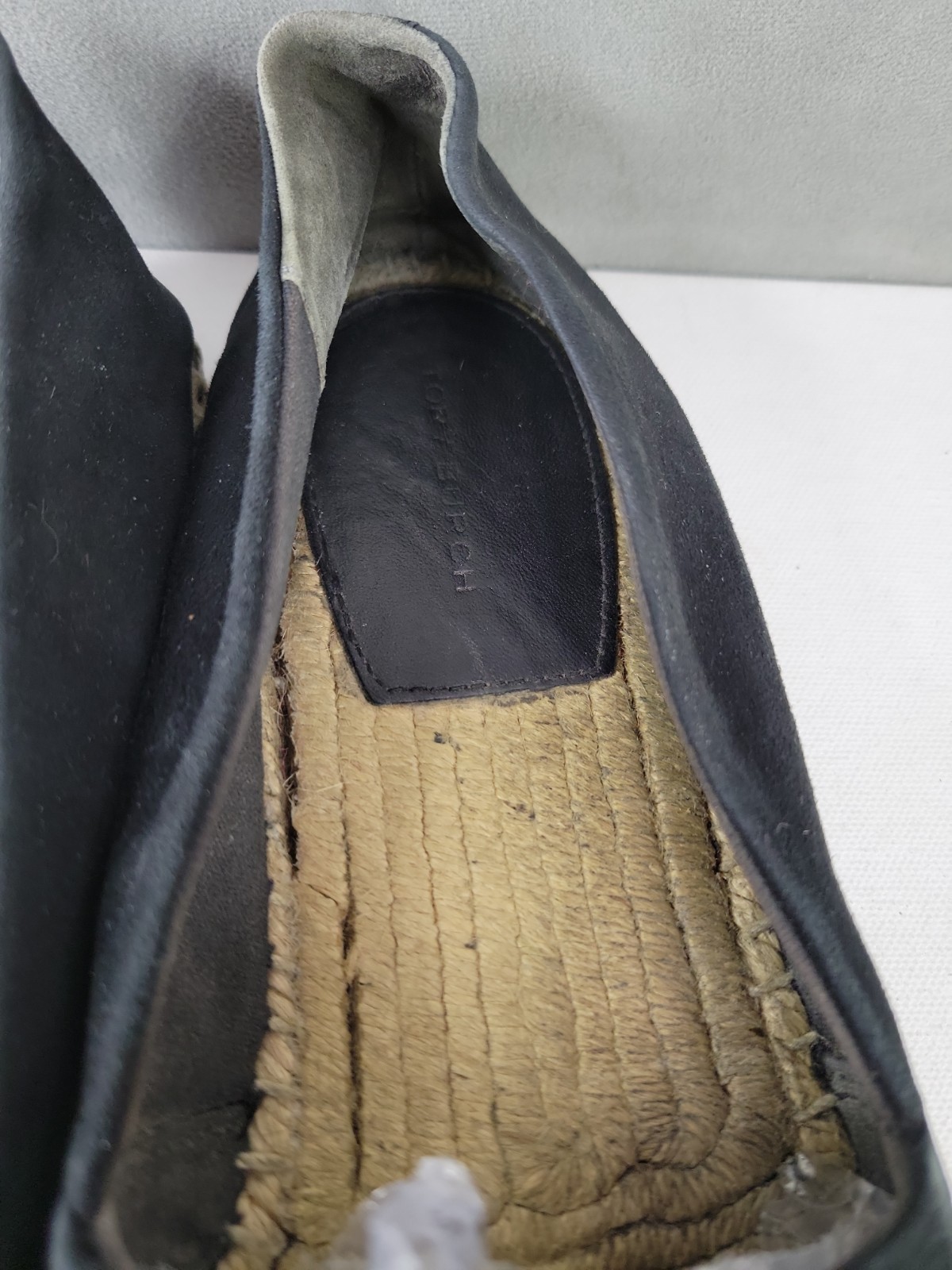 Tory Burch Women’s Black Leather Eleanor Tonal Logo Espadrilles Shoes Size 10.5