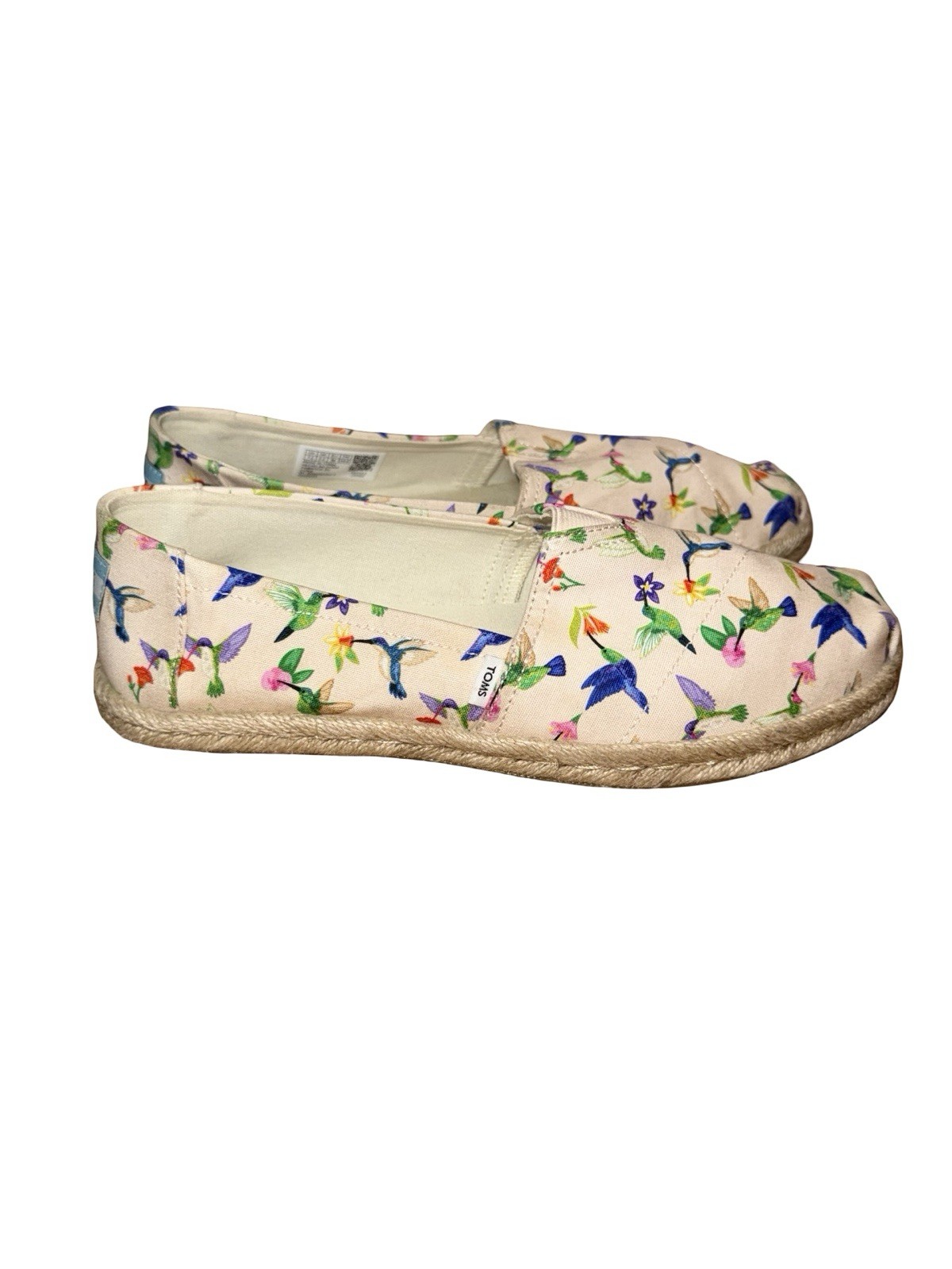 TOMS Women’s Classic Alpargata Hummingbird Print Canvas Slip On Shoes Size 7.5