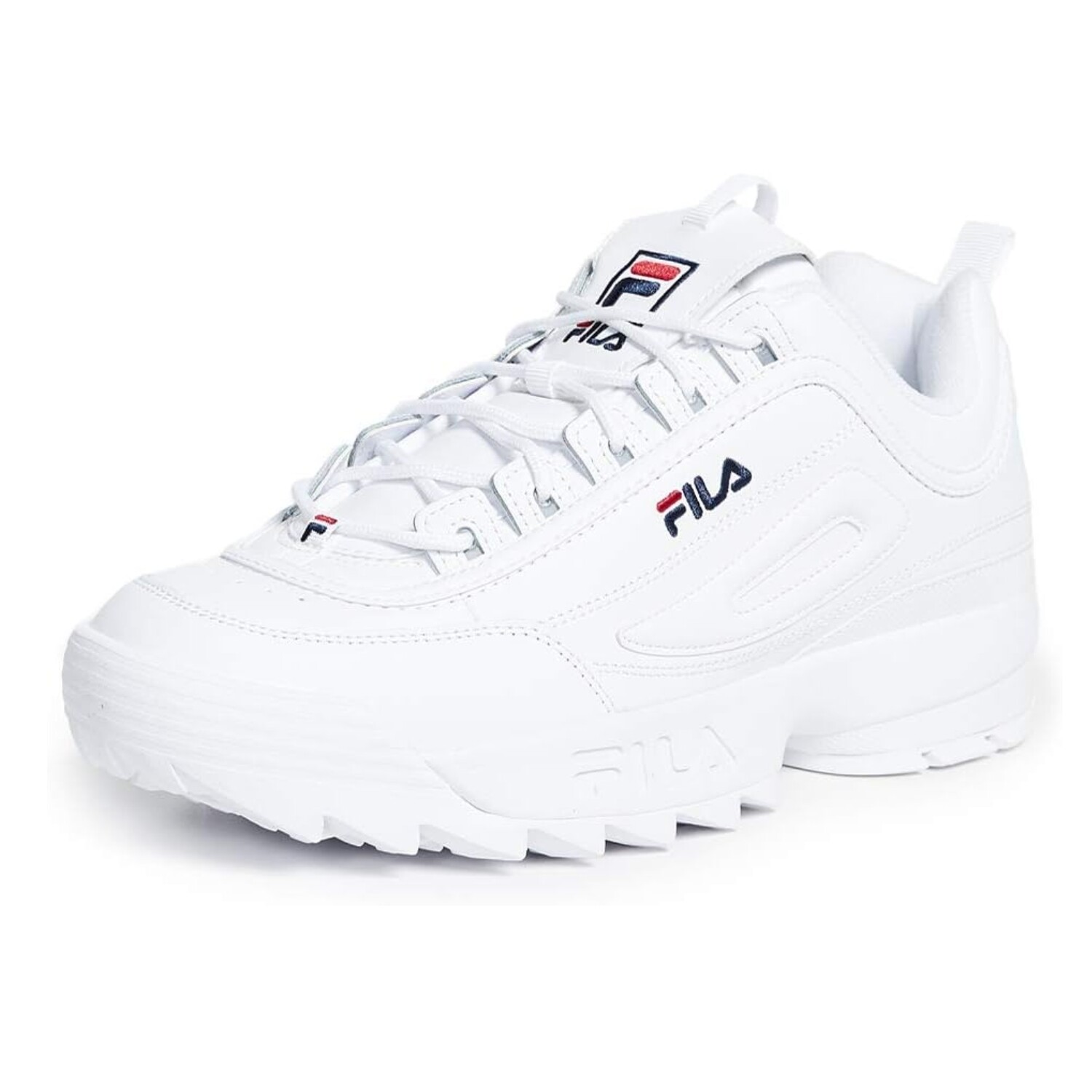 Fila Women’s Disruptor 2 Premium Casual Shoes, White/Navy/Red, Size 8.5
