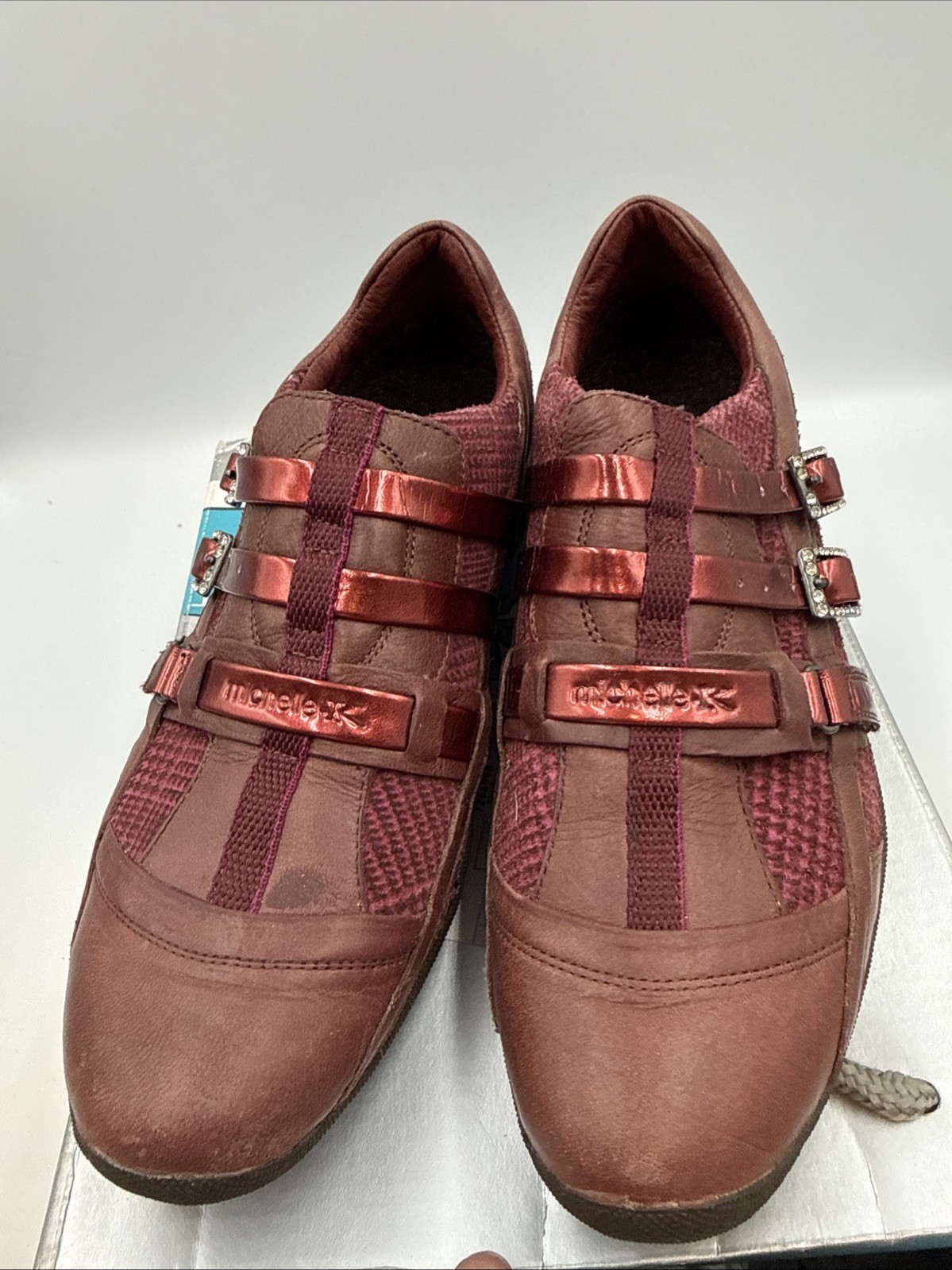 Michelle K Sport Women’s Sz 6 Red Leather Lace Up Athletic Shoes Moxie Panach