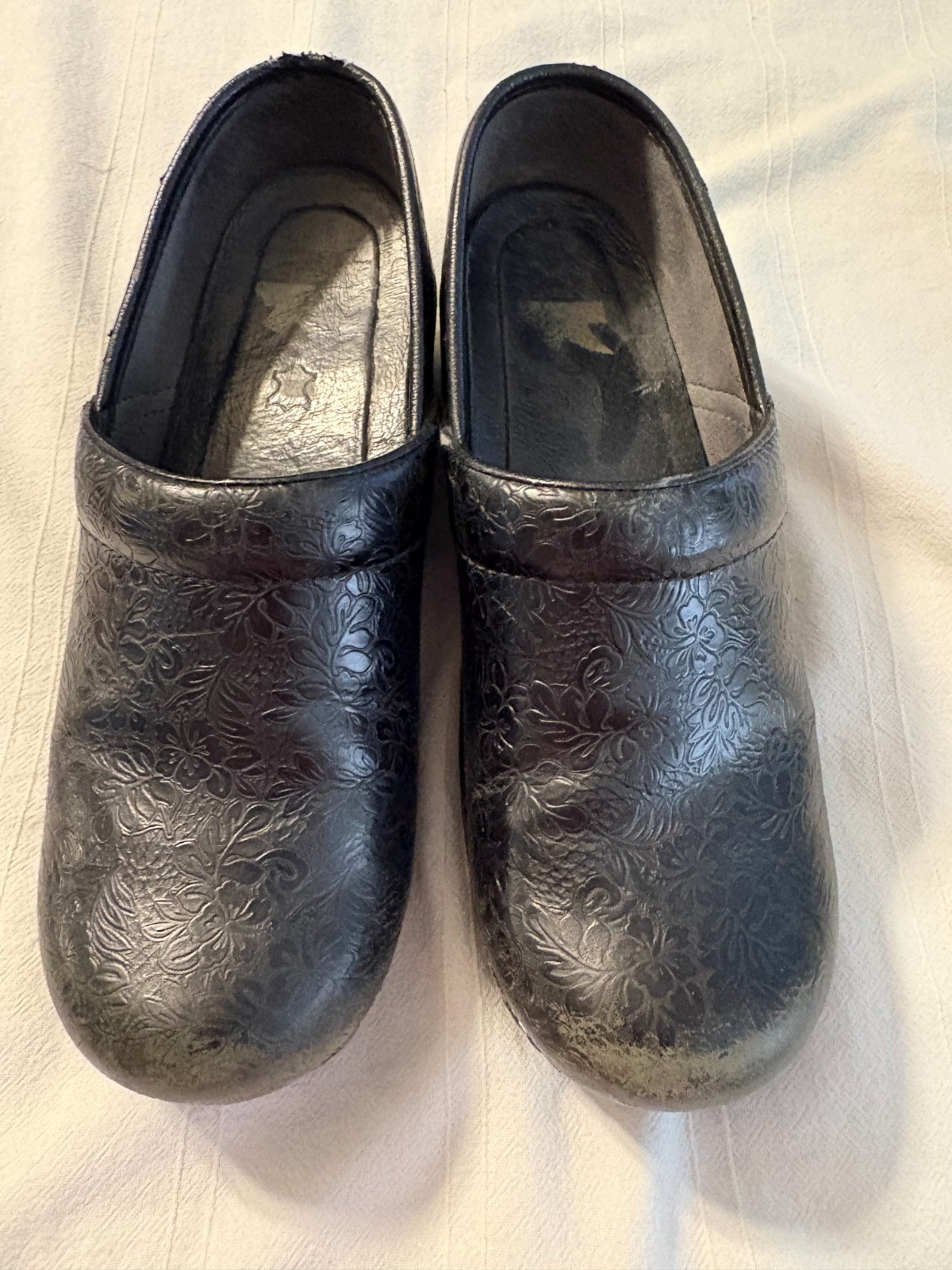 Dansko Black Tooled Leather Clogs Pro XP Size 38