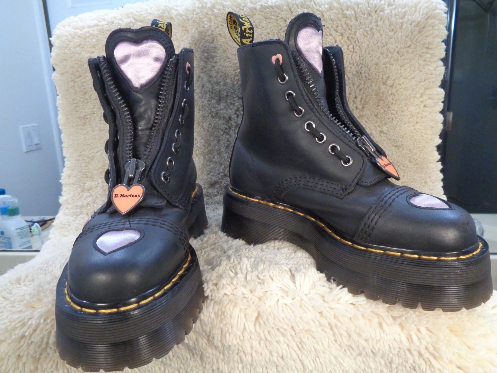 Dr Martens Sinclair Platform Size 6 Purple Heart Leather Combat Boots