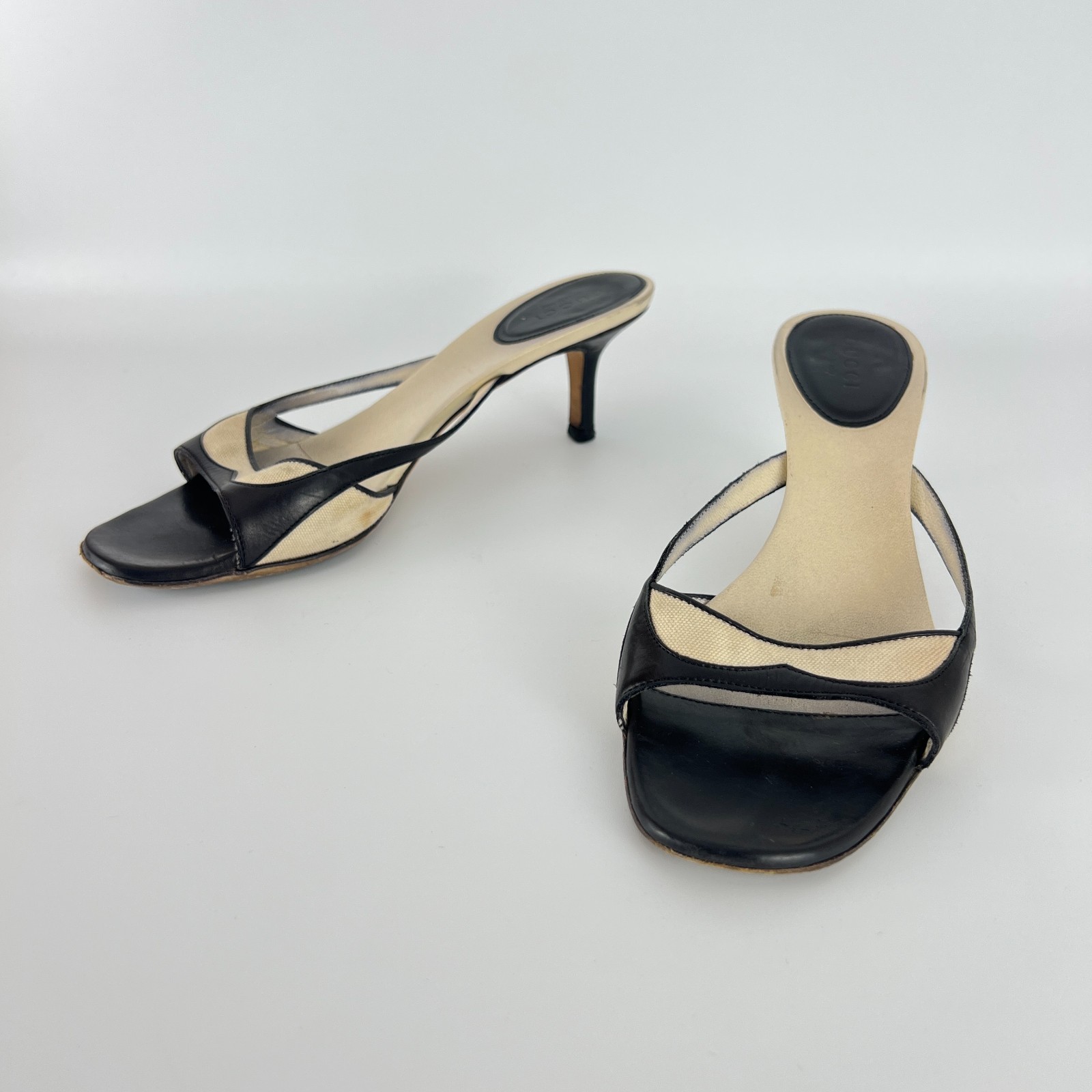 Gucci | Auth Tom Ford Era Vintage Black Leather Sandal Slide Mules (37)