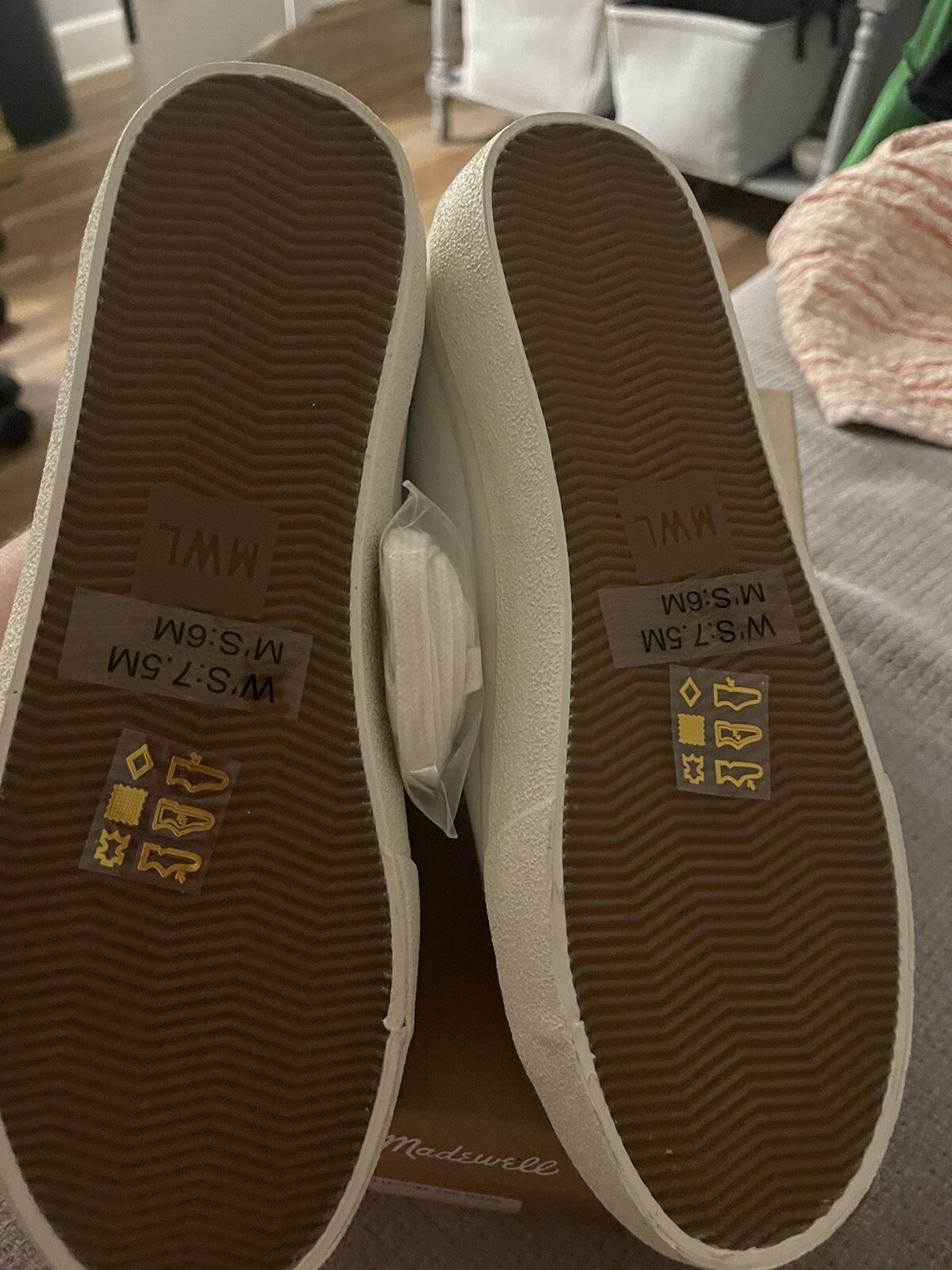 Madewell Sidewalk Tennis Shoes Leather White w/ Brown Accents Women’s 7.5